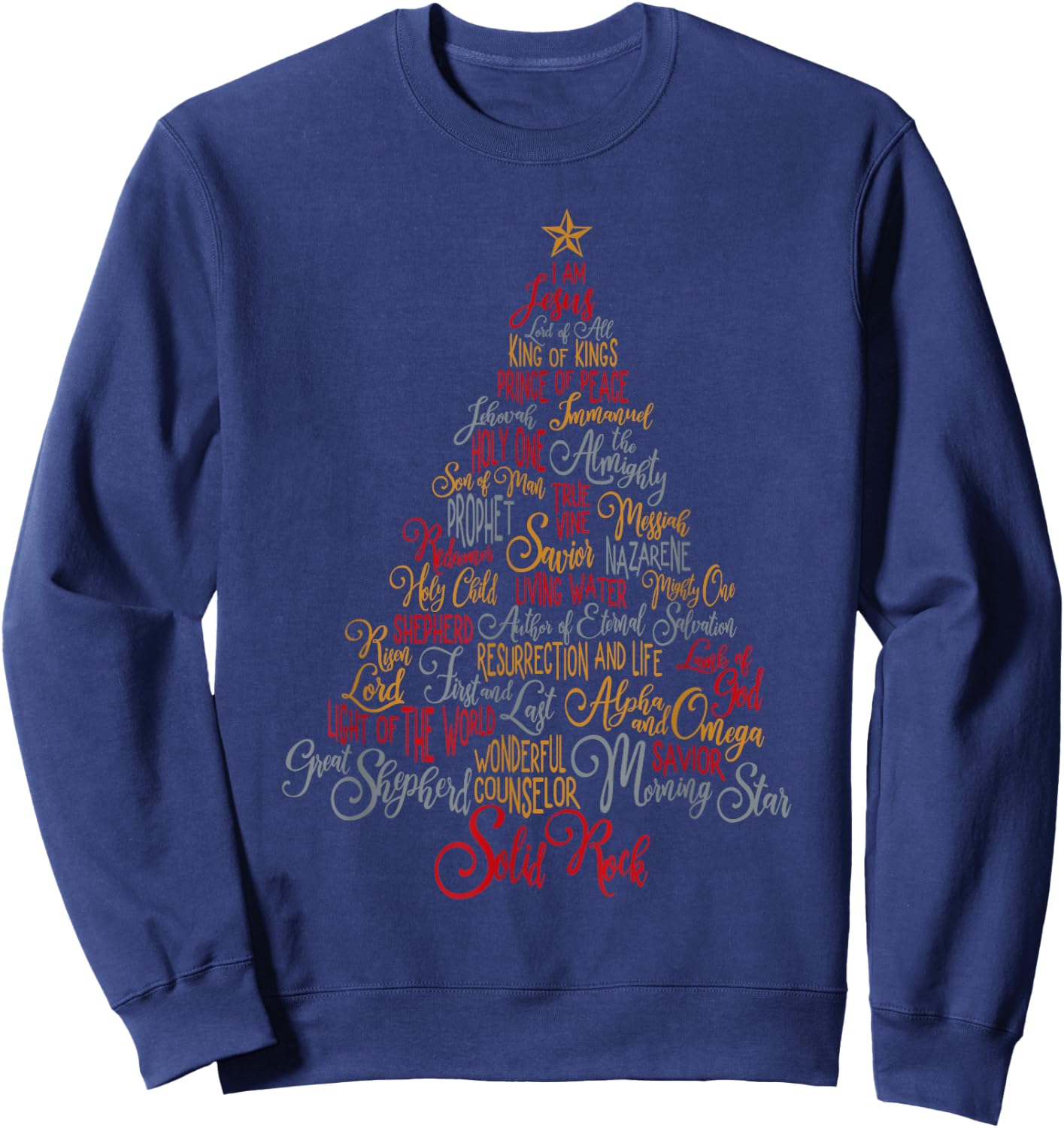 Names Of Jesus Christmas Tree Gift Amazing Xmas Tree Gift Sweatshirt - Sweatshirt | Navy