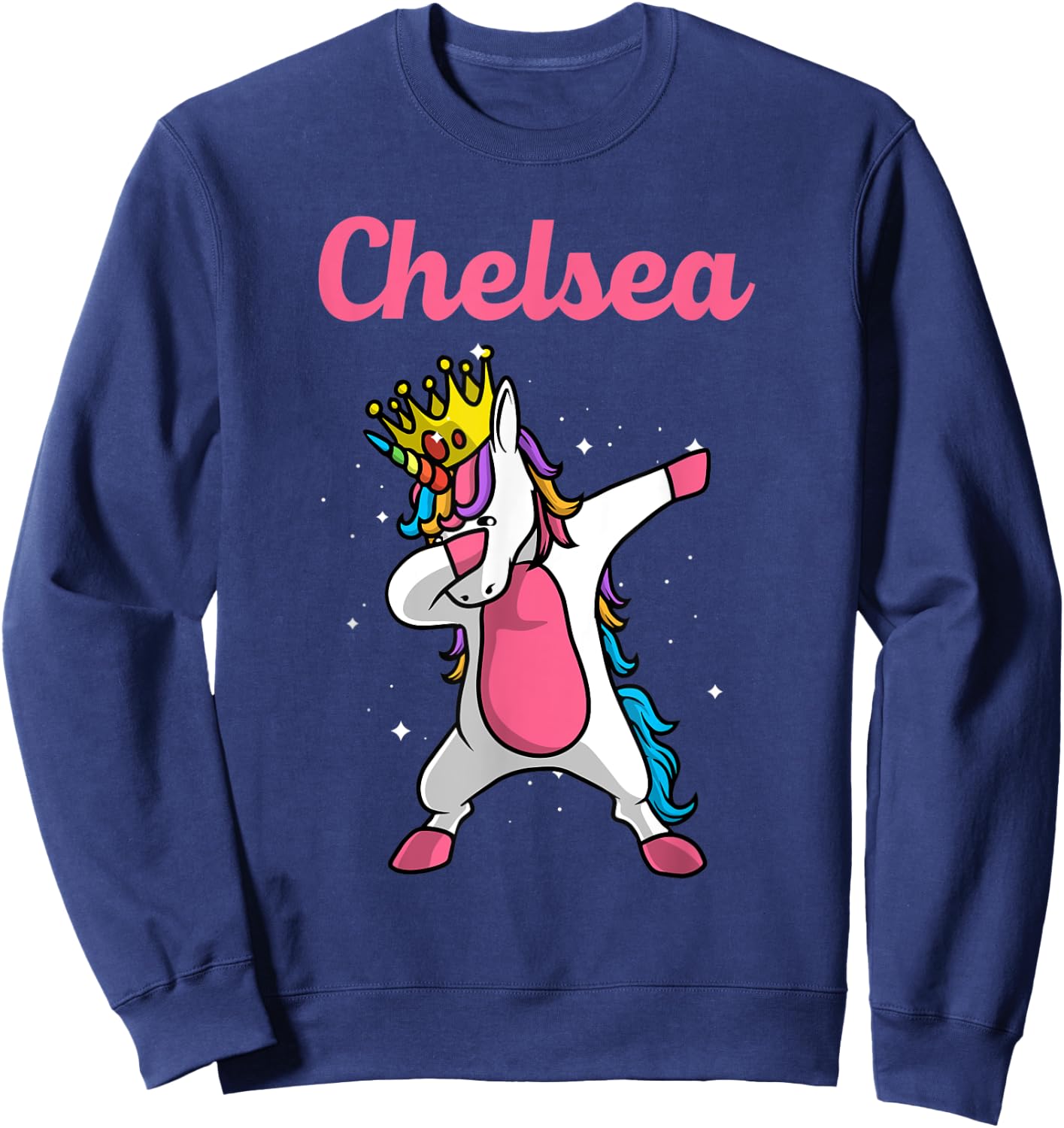 CHELSEA Gift Name Personalized Birthday Dabbing Unicorn Sweatshirt - Sweatshirt | Navy