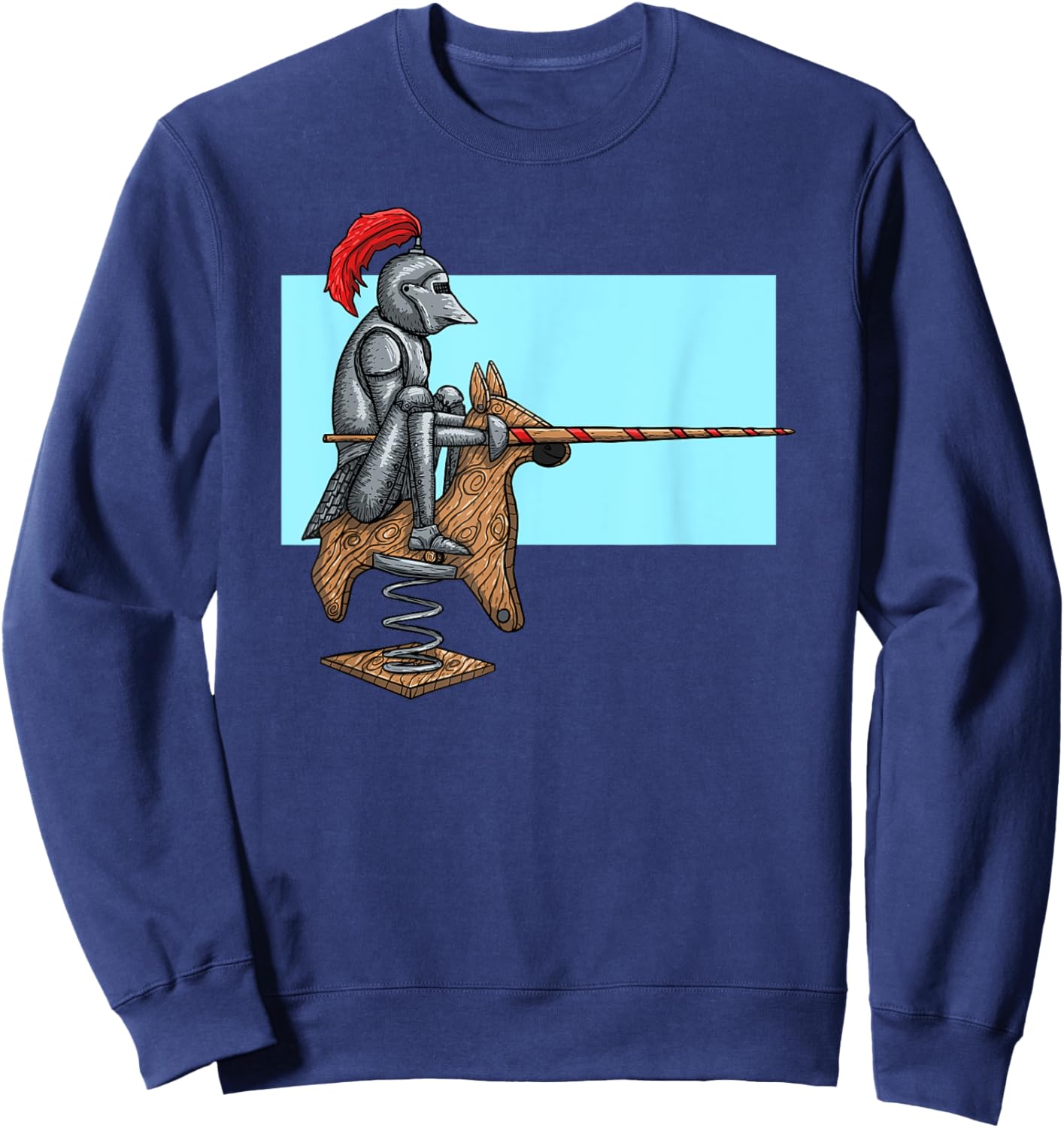 Toy medieval knight funny European on a horse in steel armor Sweatshirt - Sweatshirt | Navy
