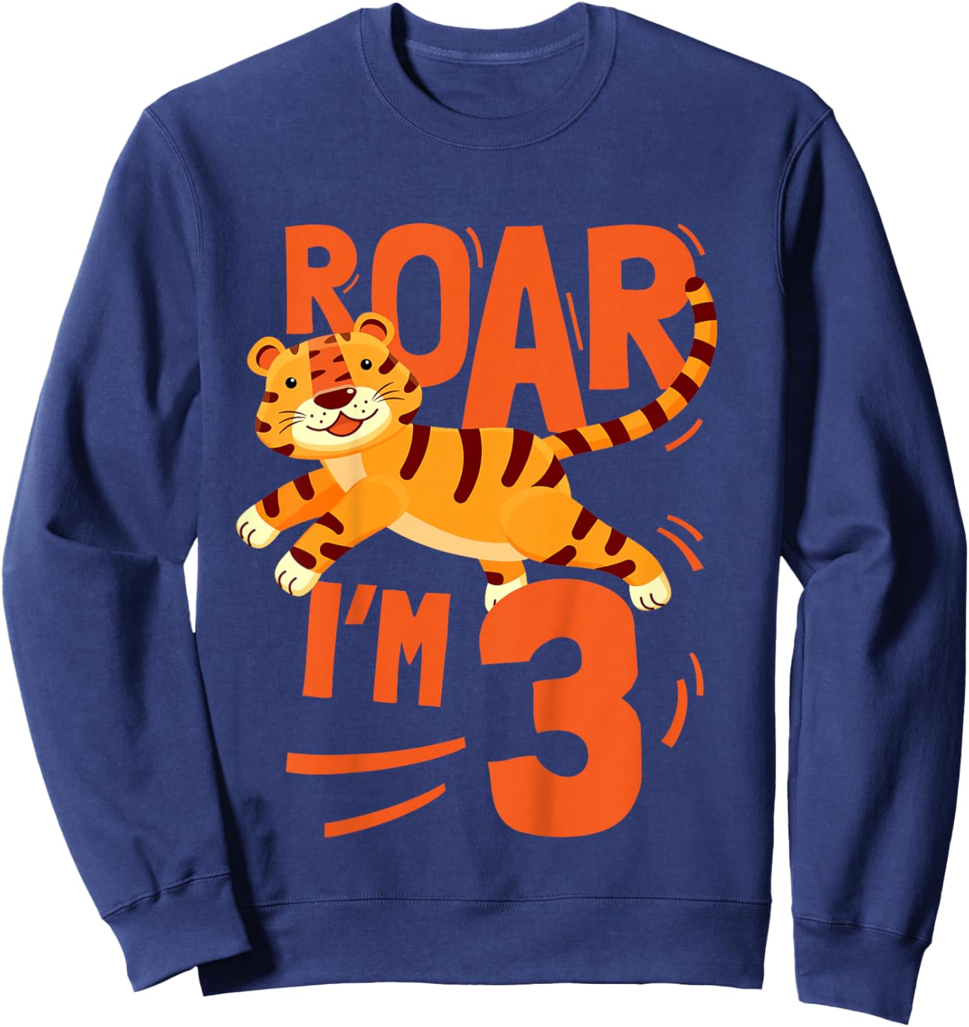 Kids Tiger 3rd Birthday Jungle Party Tiger Age 3 Wild Animal Sweatshirt - Sweatshirt | Navy