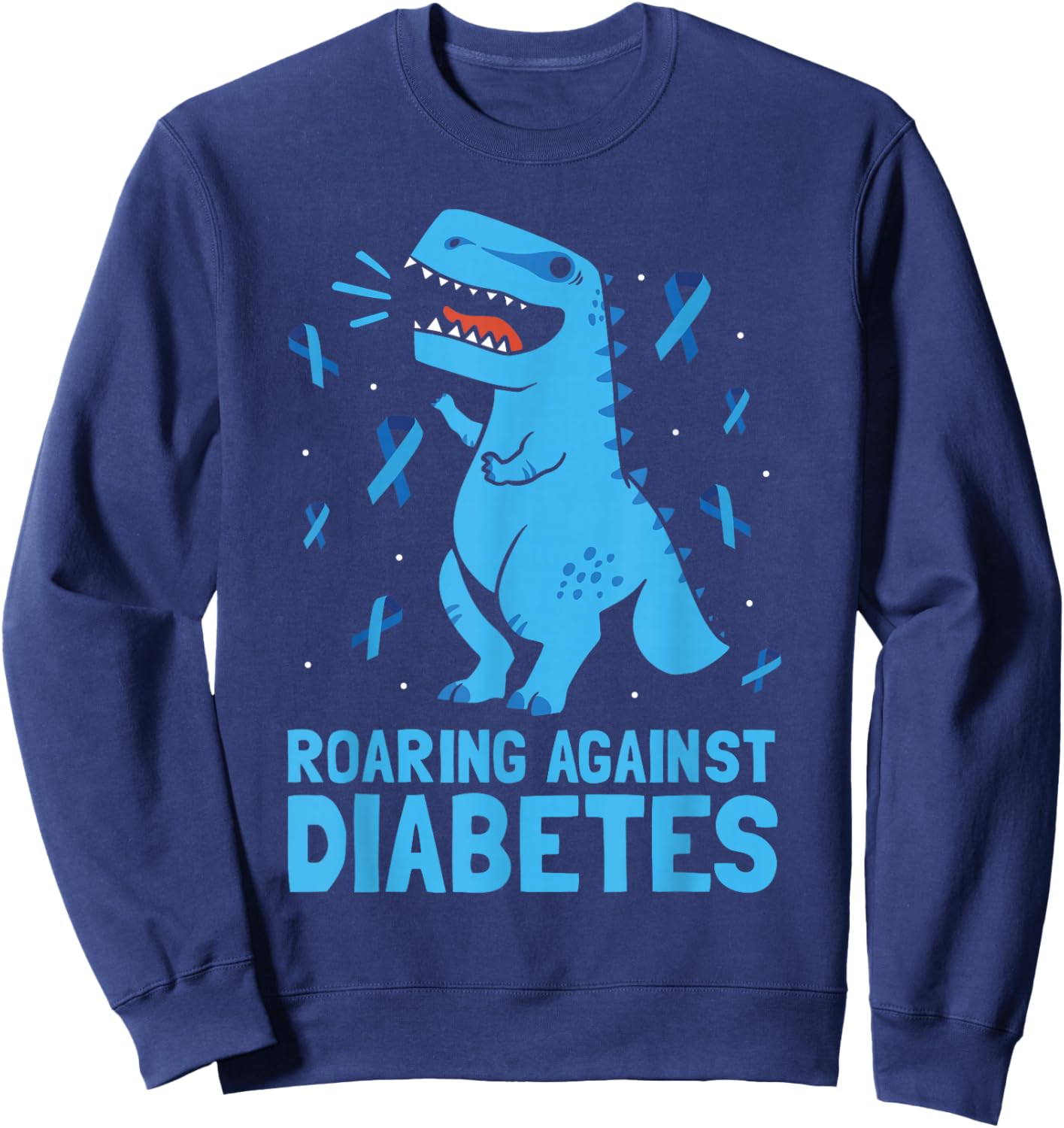Type 1 Diabetes T1d Kids Toddler Diabetes Awareness Dinosaur Sweatshirt - Sweatshirt | Navy