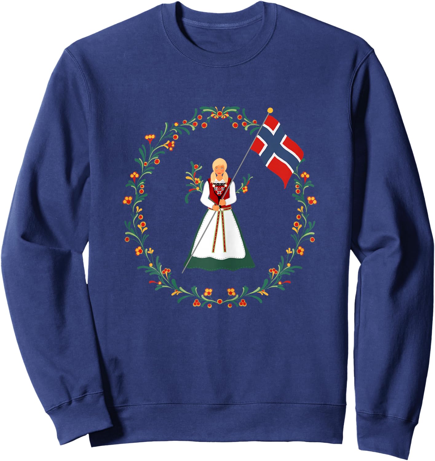 Norway Pride Norwegian Bunad Girl Flag Gift Pride Sweatshirt - Sweatshirt | Navy