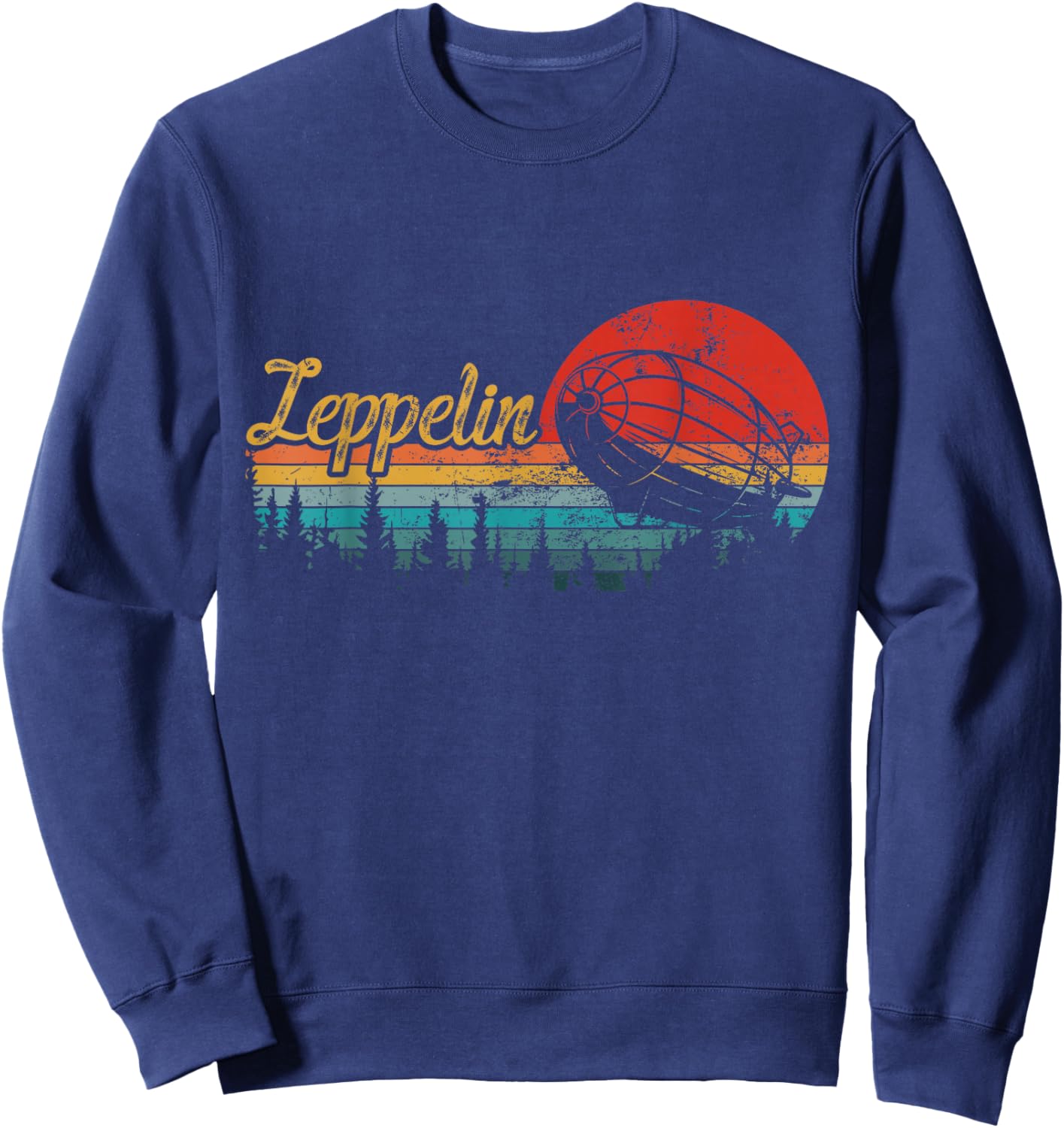 Retro Zeppelin 70s Dirigible Blimp Airship Zepelin Zepplin Sweatshirt - Sweatshirt | Navy