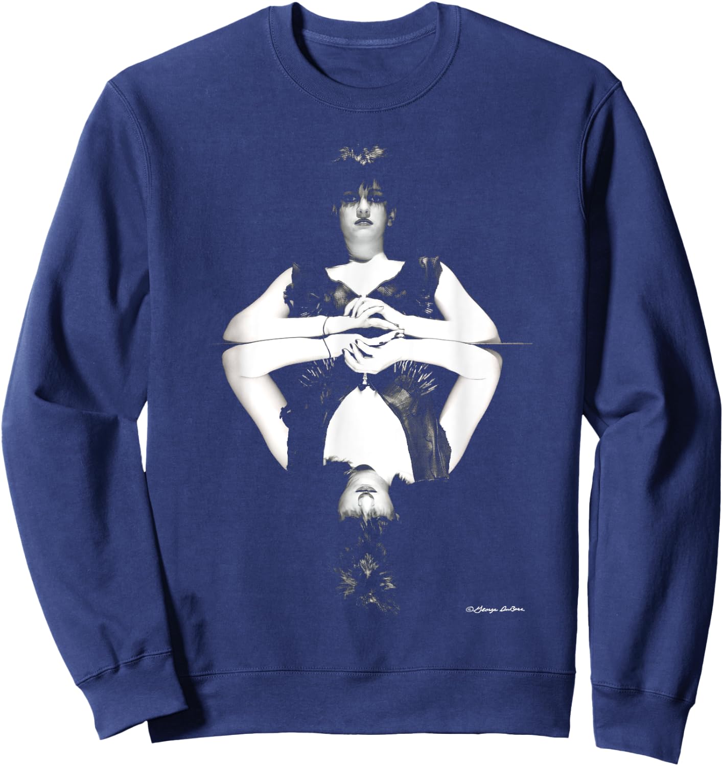 Lydia Lunch Queen Of Siam Outtake B&W By George DuBose Sweatshirt - Sweatshirt | Navy
