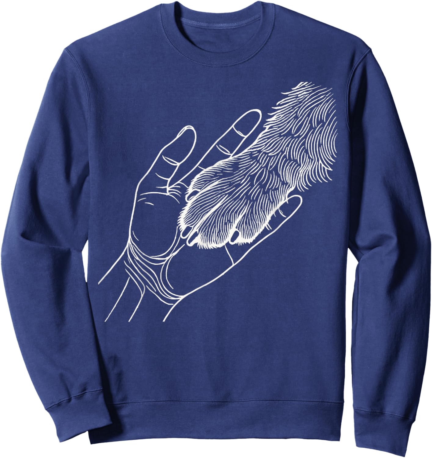 Dog And People Punch Hand Dog Man Friendship Bump Dog's Paw Sweatshirt - Sweatshirt | Navy