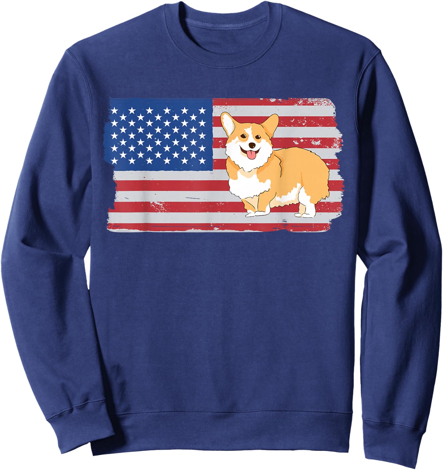 Corgi USA Flag Funny Pet Corgi Dog Lover Sweatshirt - Sweatshirt | Navy