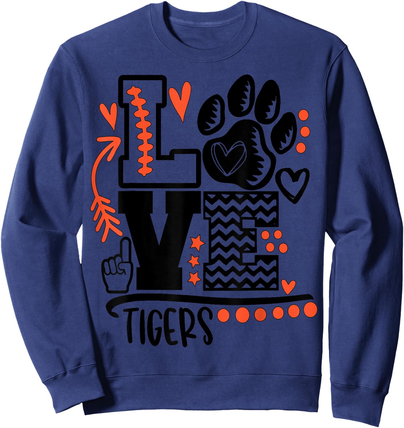 Football tigers paw mom school spirit Sweatshirt - Sweatshirt | Navy