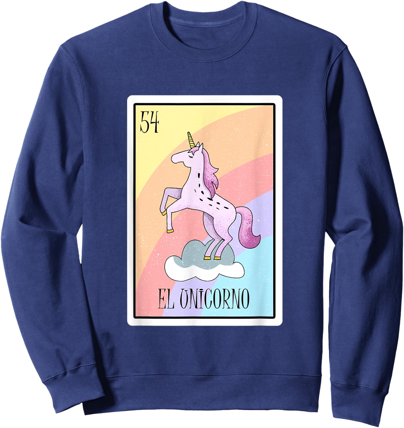El Unicorno Lottery Gift The Unicorn Card Mexican Lottery Sweatshirt - Sweatshirt | Navy