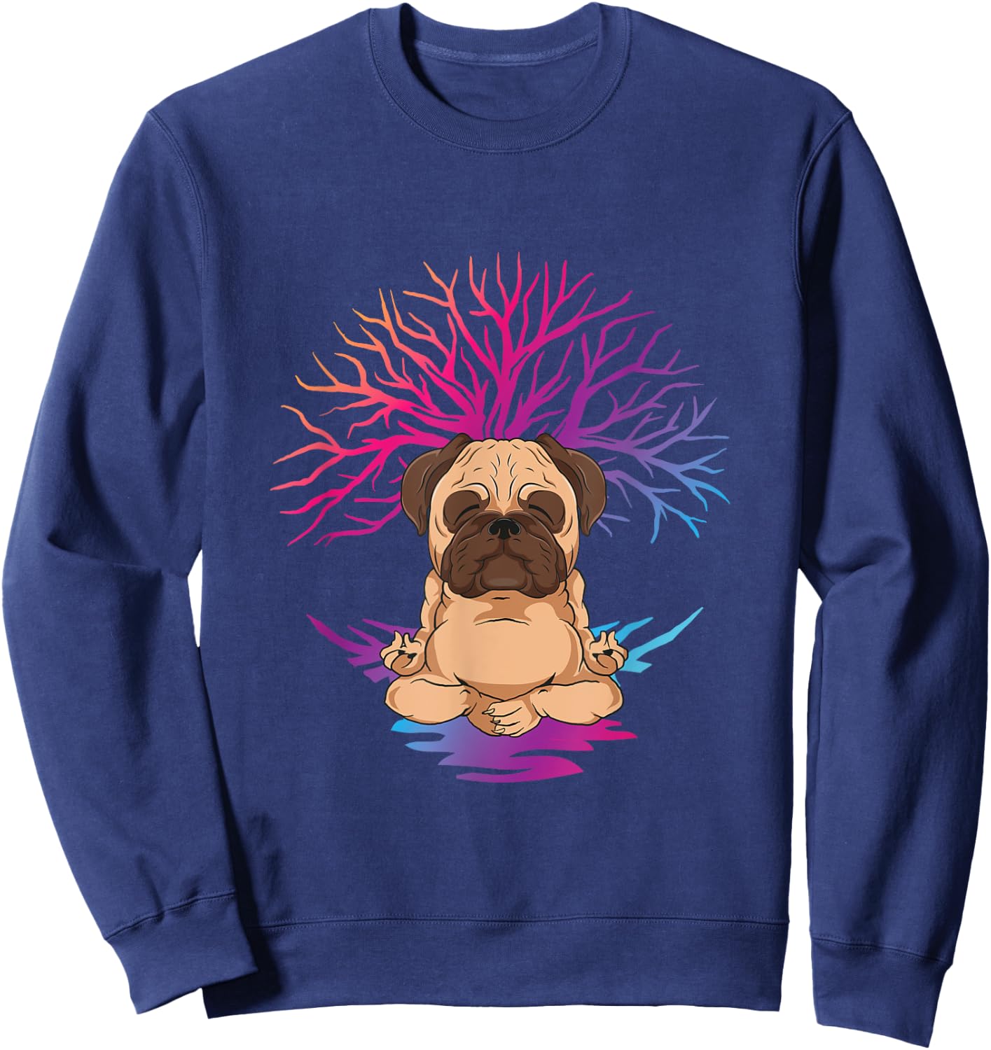 Yoga Pug for meditating dog owner Women Kids Sweatshirt - Sweatshirt | Navy