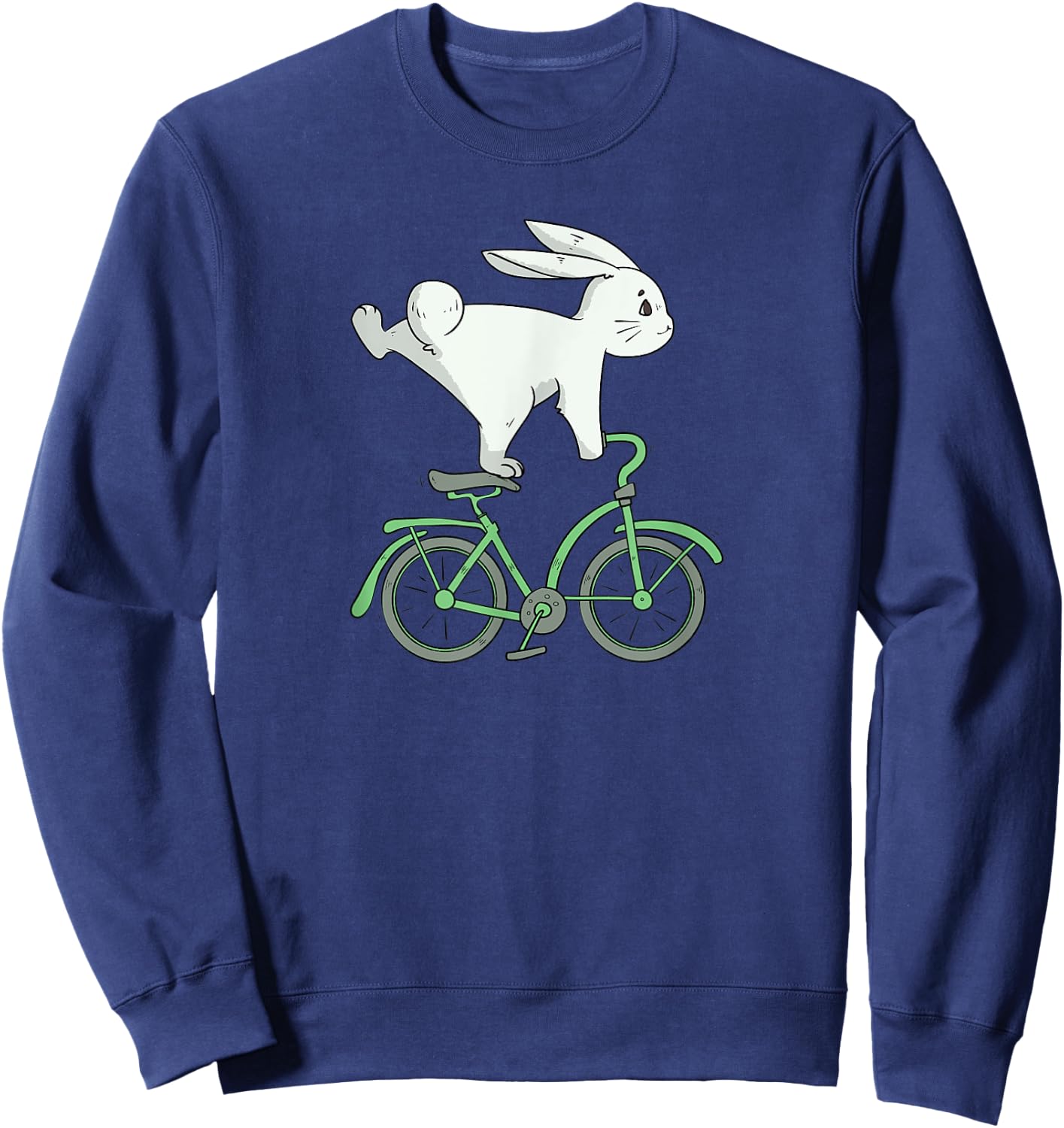 Rabbit on Bike | Bunny Cycling | Bicycle Lover Women Kids Sweatshirt - Sweatshirt | Navy