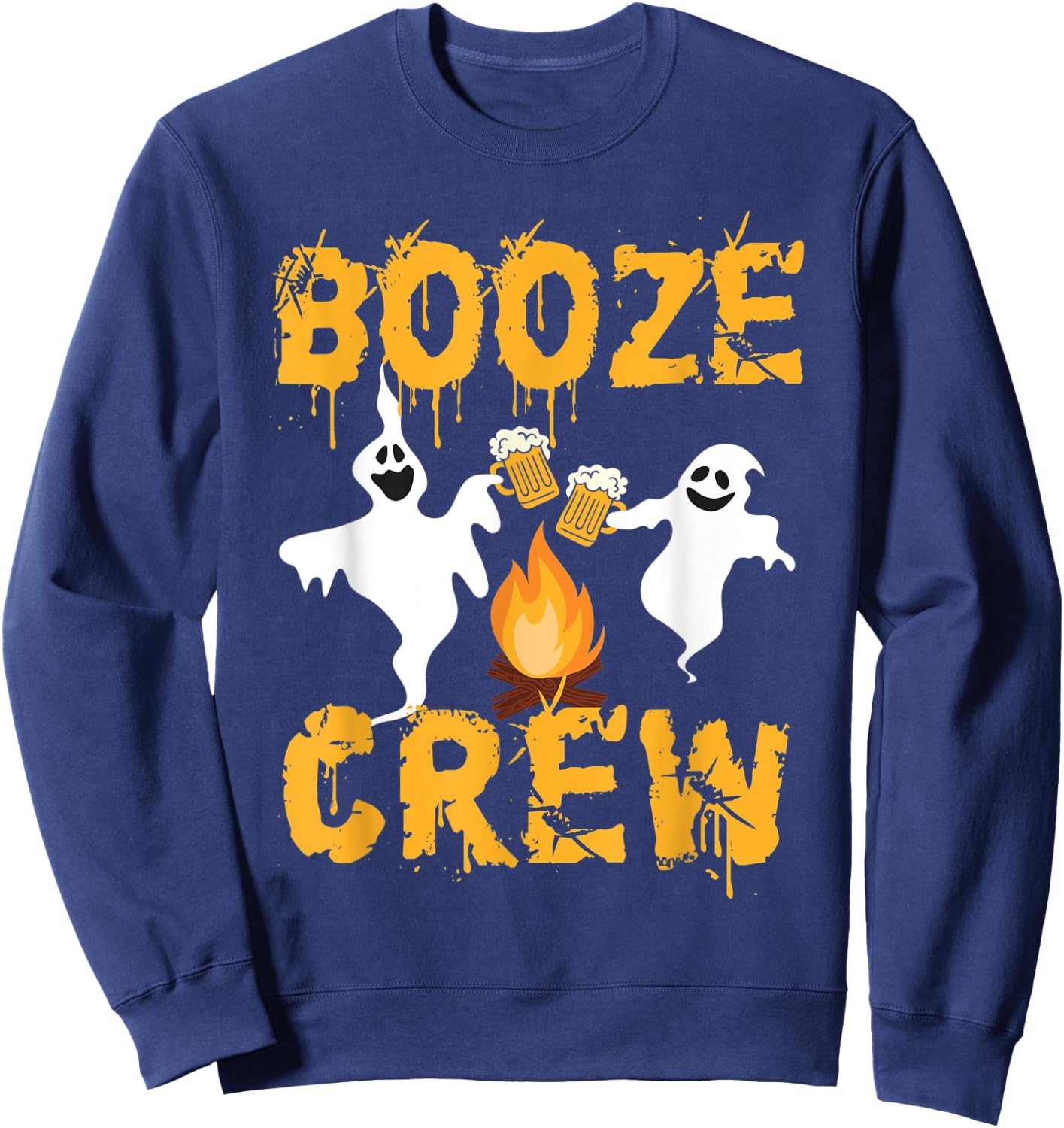 Booze Crew – Halloween Beer Drinke Ghost Camping Lover Sweatshirt - Sweatshirt | Navy