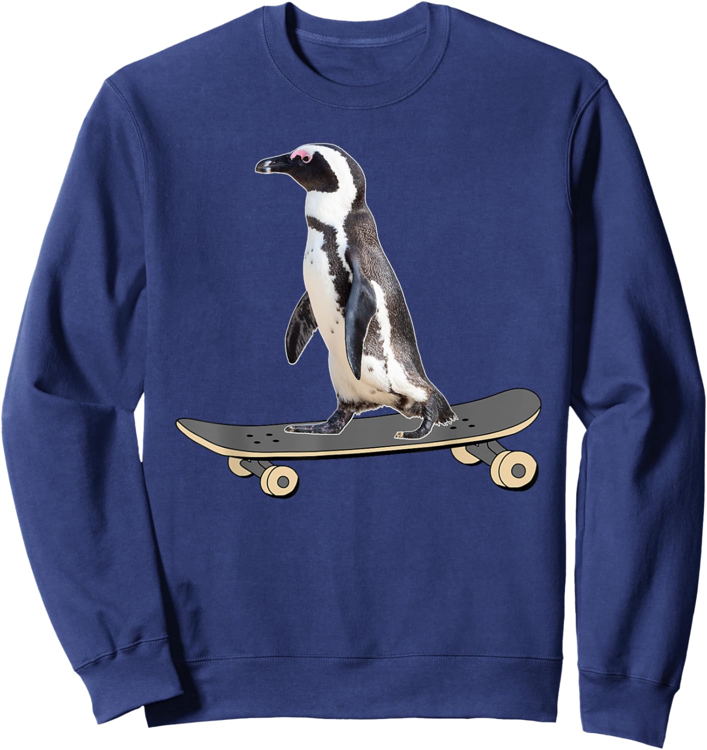 Penguin on Skateboard Funny Skateboarder Penguin Sweatshirt - Sweatshirt | Navy