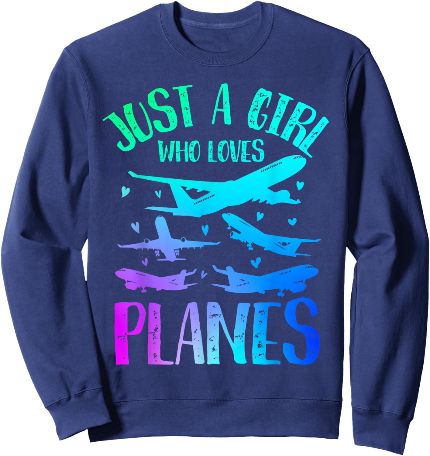 Just A Girl Who Loves Planes Women Girls Kids Plane Lovers Sweatshirt - Sweatshirt | Navy