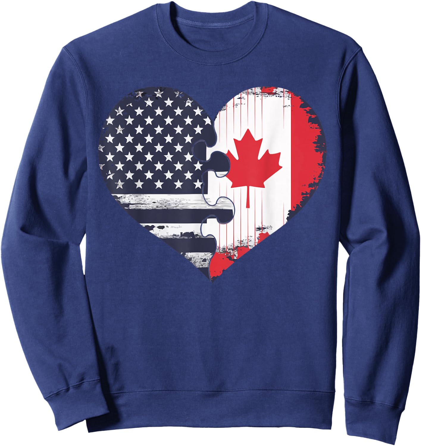 Half American Half Canadian USA Flag Canada America Sweatshirt - Sweatshirt | Navy