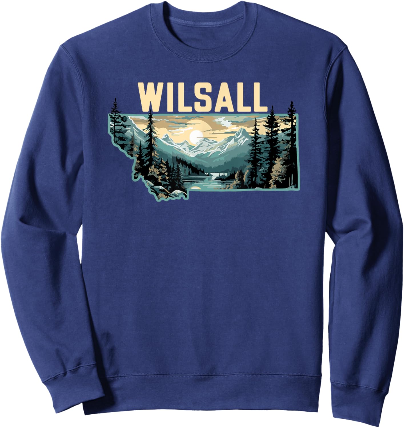 Wilsall Montana Outdoor Art Retro Hiking Sweatshirt - Sweatshirt | Navy