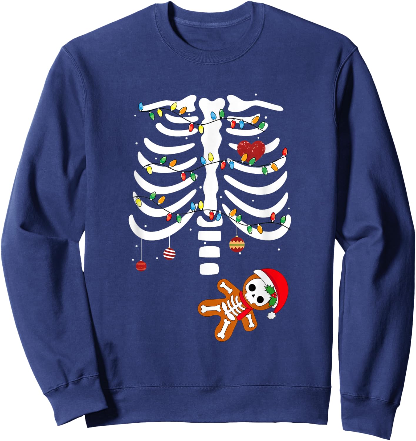 Skeleton Christmas Pregnancy Announcement Merry and Pregnant Sweatshirt - Sweatshirt | Navy