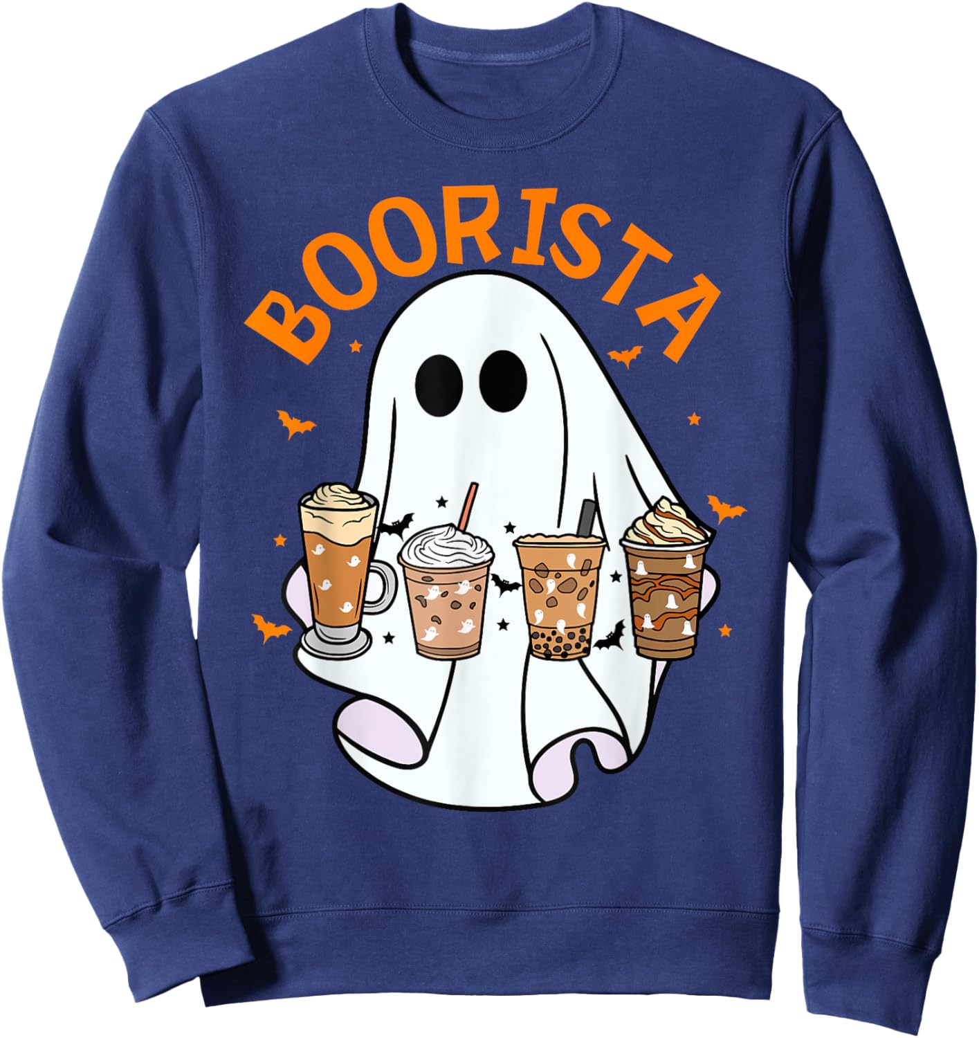 Boorista Barista Ghost Coffee Halloween Spooky Season Funny Sweatshirt - Sweatshirt | Navy