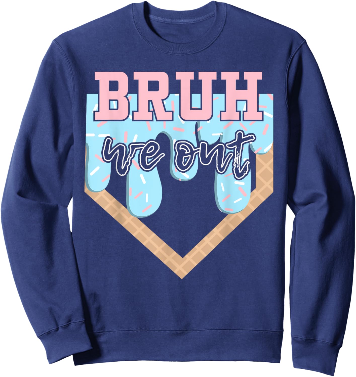 Bruh We Out Baseball Drip Boys Last Day Of School Summer Sweatshirt - Sweatshirt | Navy
