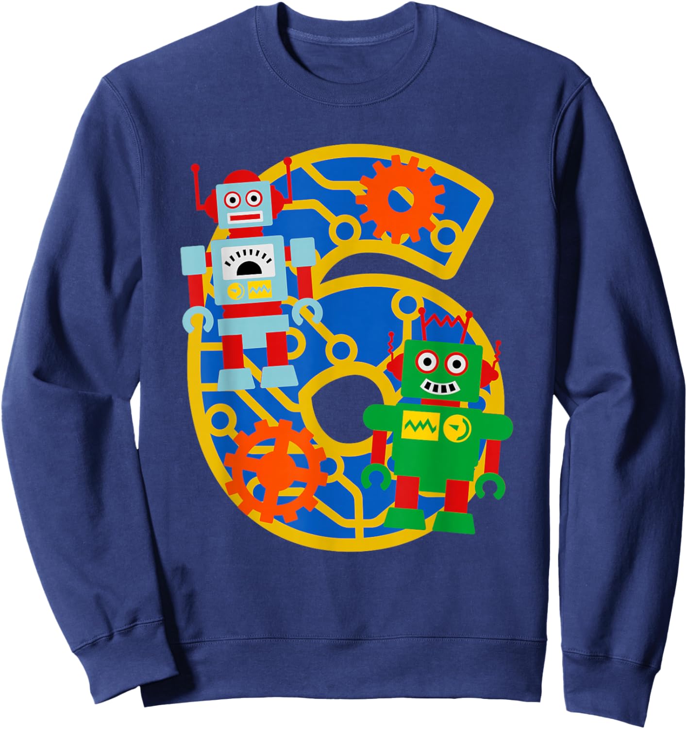 6th Birthday Boy 6 Year Old Little Robot Robotics Engineer Sweatshirt - Sweatshirt | Navy