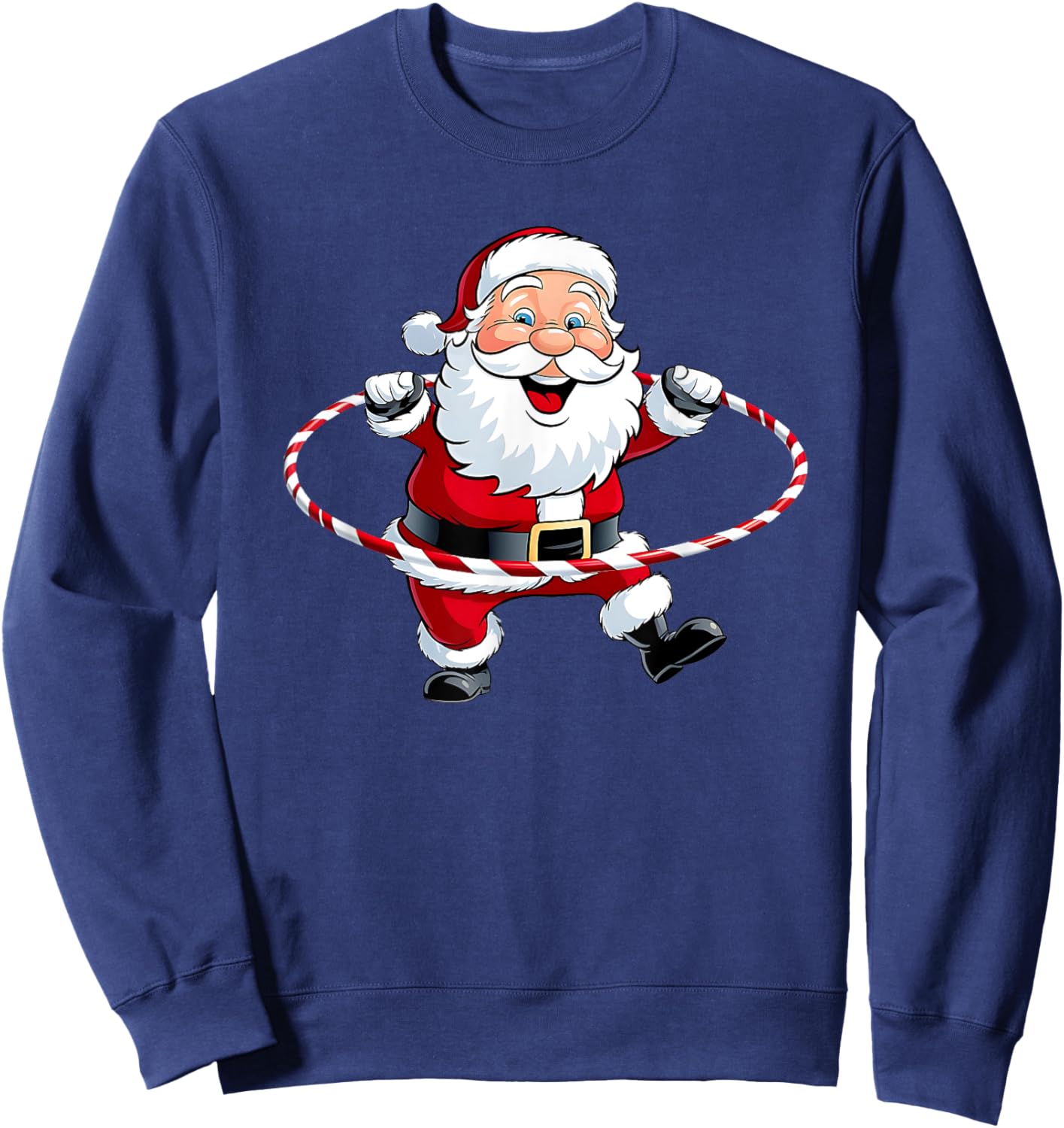 Funny Santa Claus Hula Hooping Exercise Merry Christmas Xmas Sweatshirt - Sweatshirt | Navy