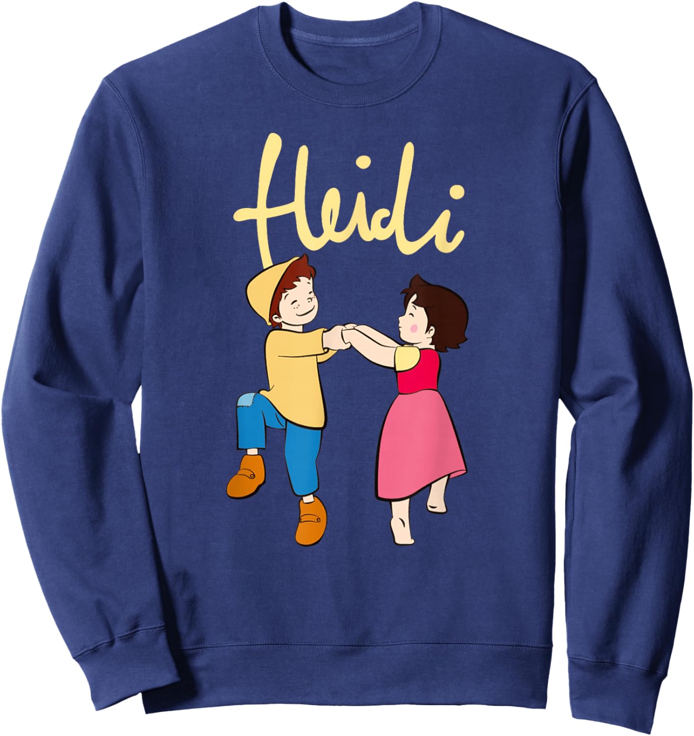 Heidi and Peter Dancing with Logo Yellow Cartoon TV Series Sweatshirt - Sweatshirt | Navy