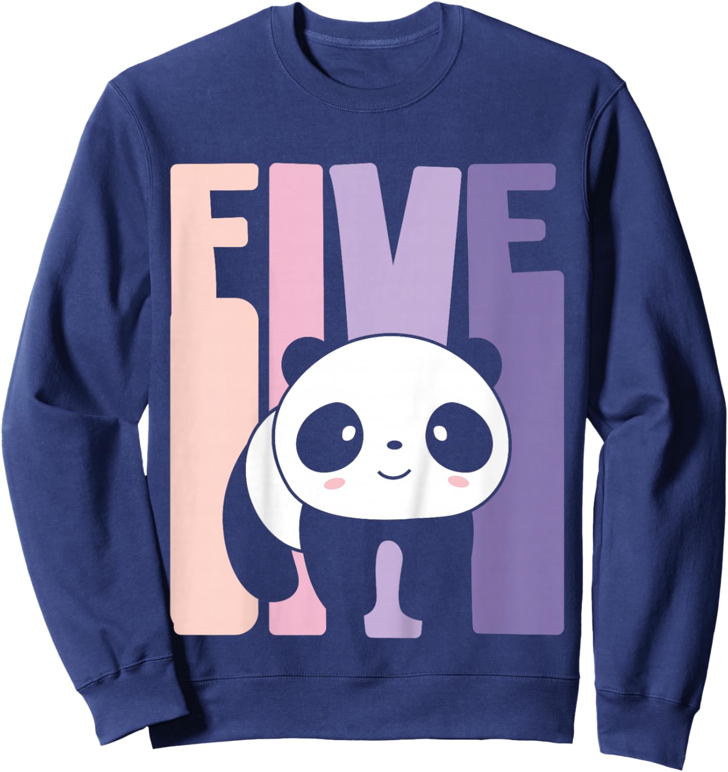 5 Year Old Cute Panda Birthday Girl 5th B-day Sweatshirt - Sweatshirt | Navy