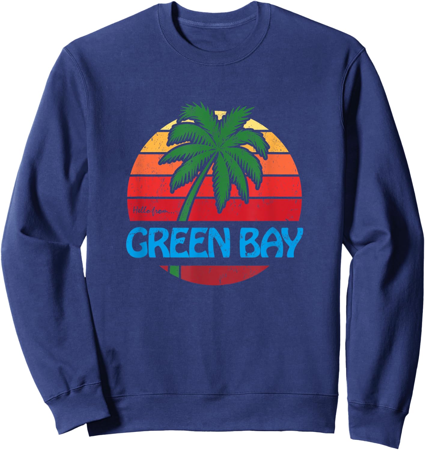 Green Bay Summer Palm Tree Beach Souvenir Sweatshirt - Sweatshirt | Navy