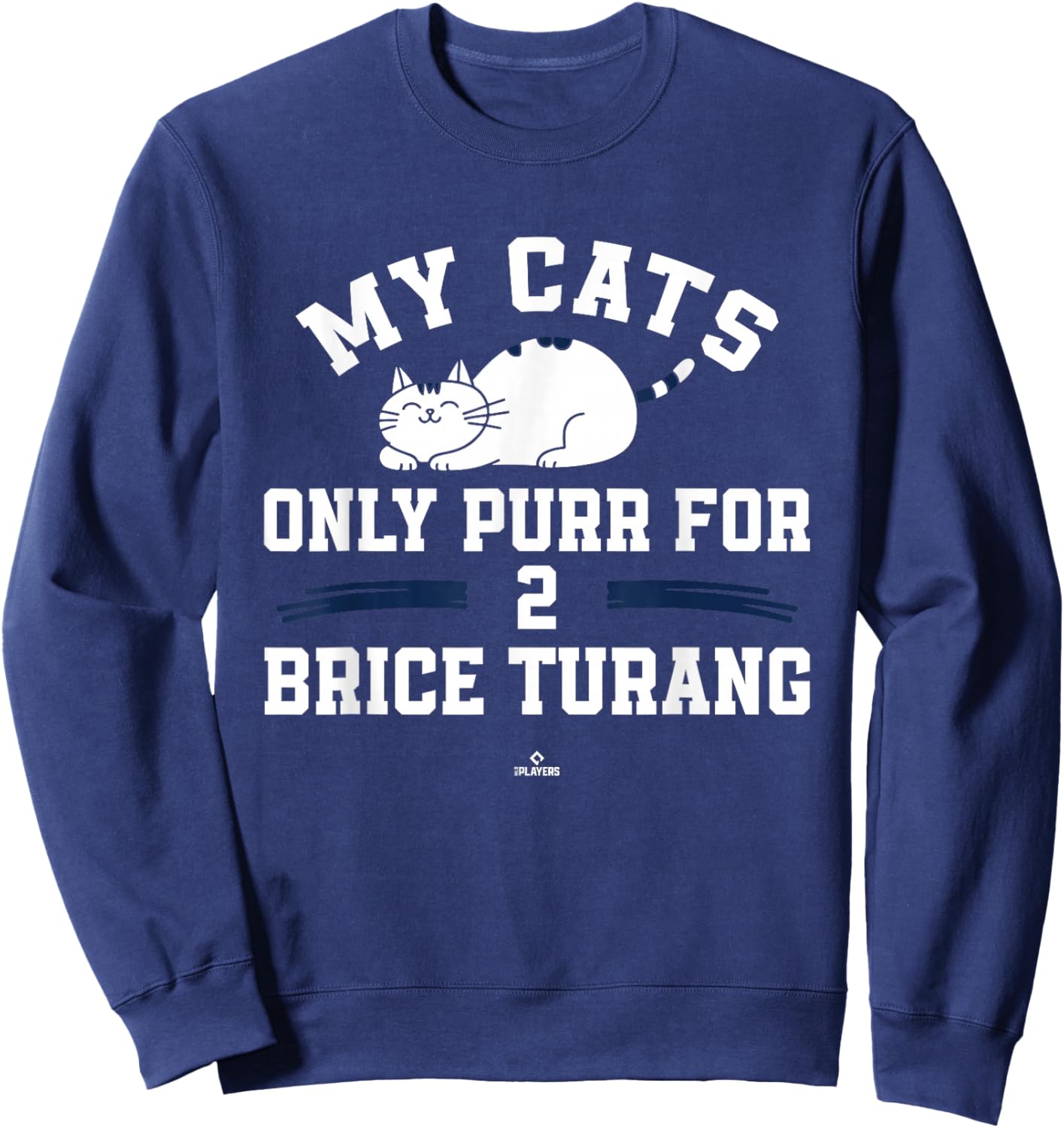 Cat Lovers for Brice Turang Milwaukee Baseball MLBPA Sweatshirt - Sweatshirt | Navy