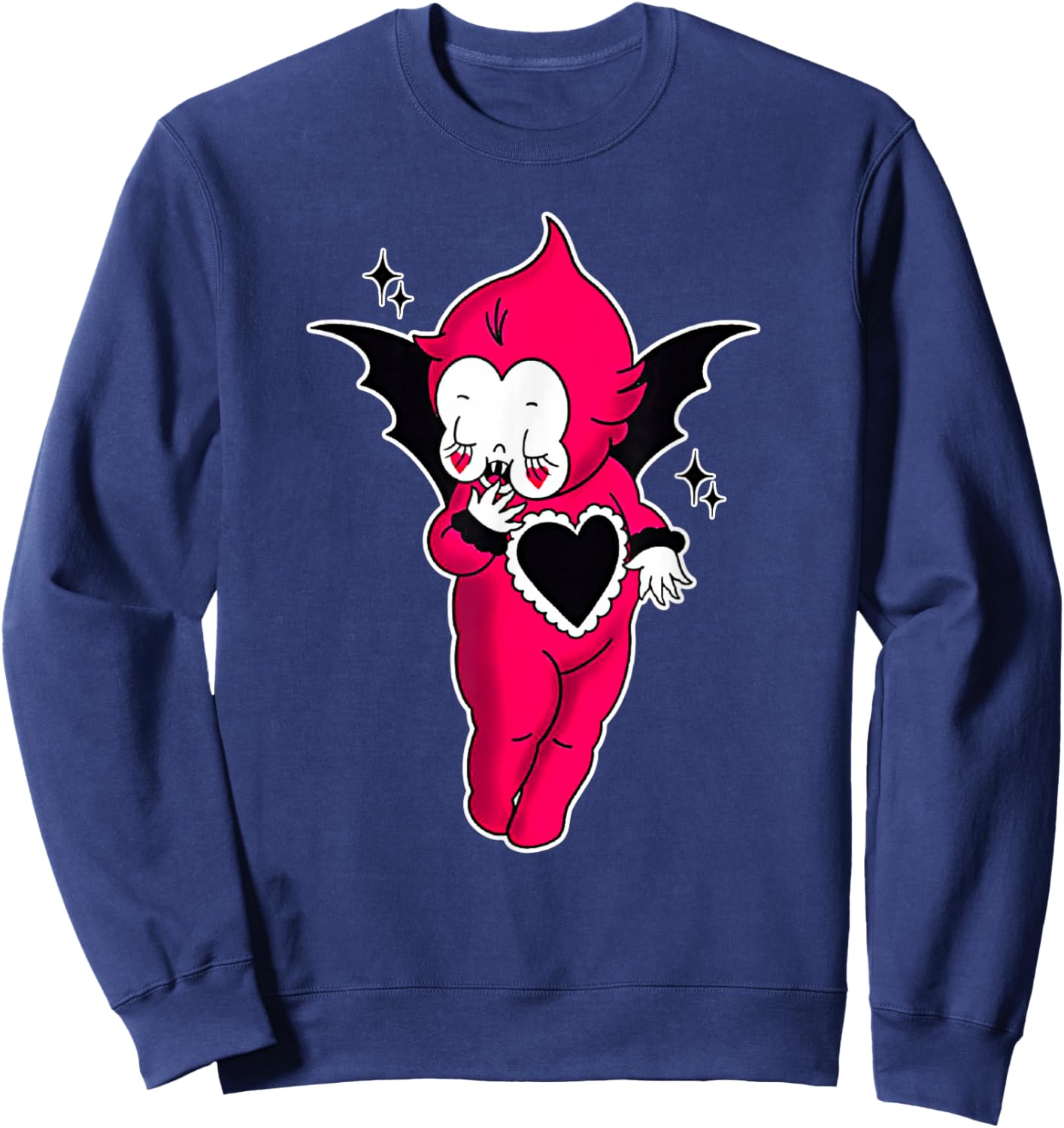 Kewpie Baby Vampire Devil Spooky Traditional Tattoo Flash Sweatshirt - Sweatshirt | Navy