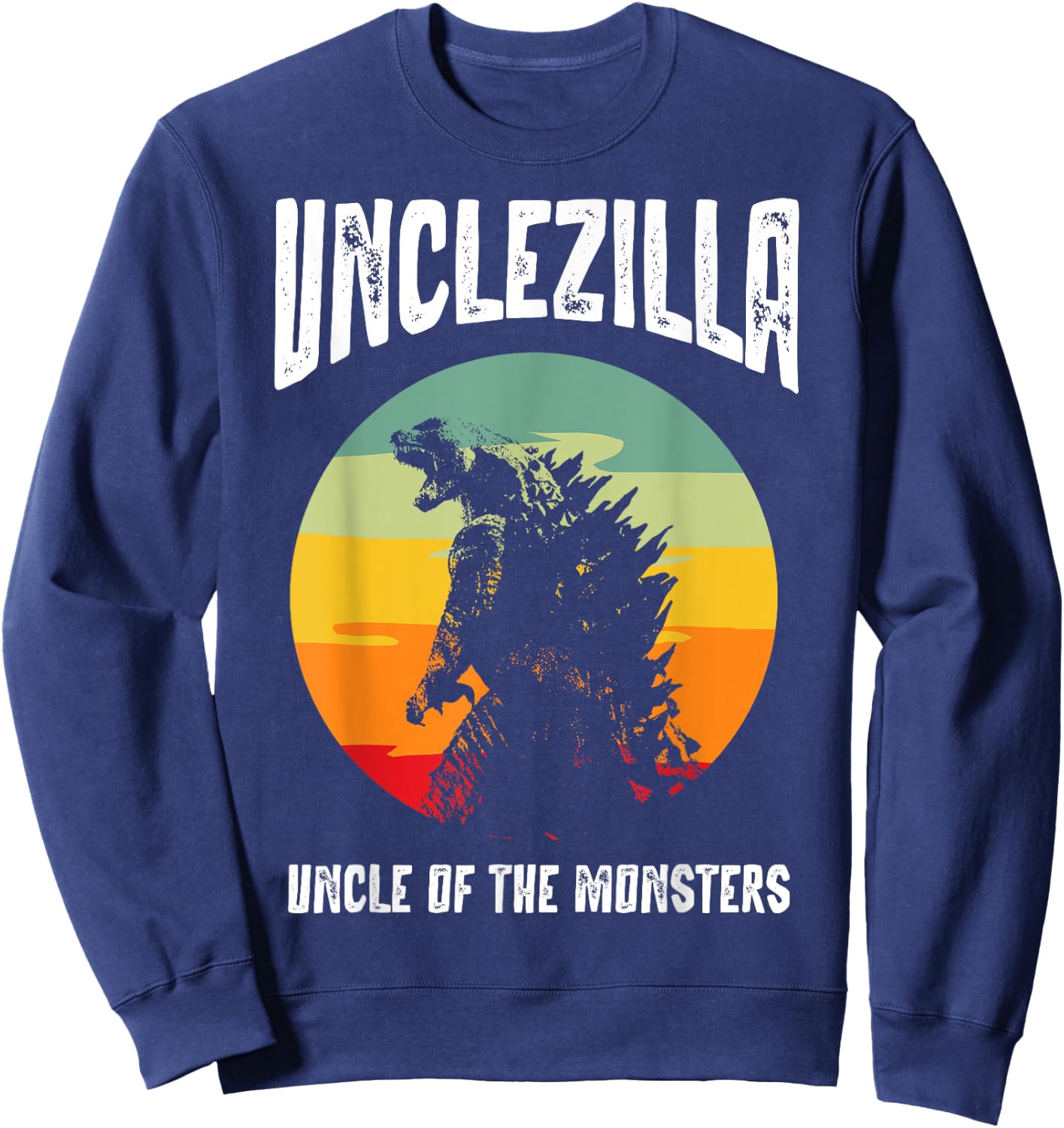 Unclezilla Uncle of The Monsters Retro Vintage Sunset Sweatshirt - Sweatshirt | Navy