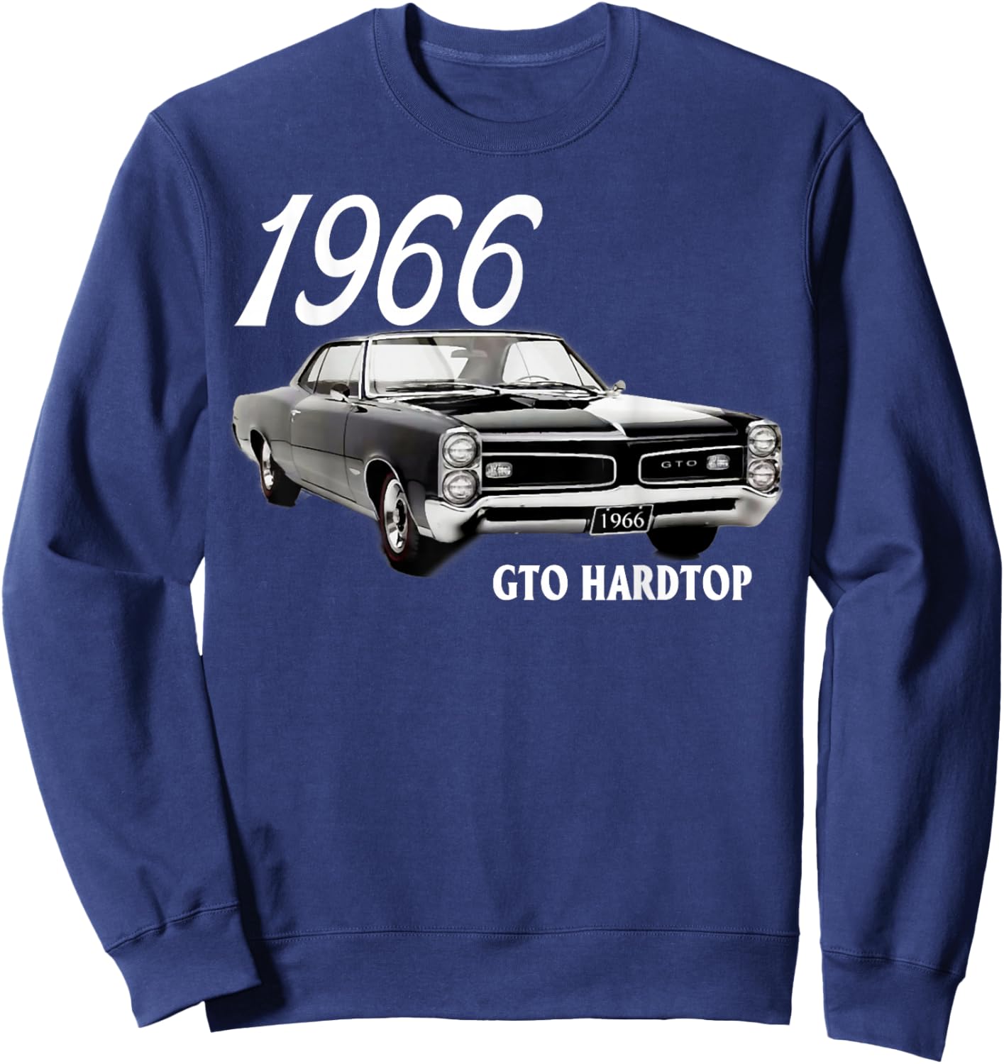 1966 66 GTO Classic Car Old School Muscle Yellow Car Sweatshirt - Sweatshirt | Navy