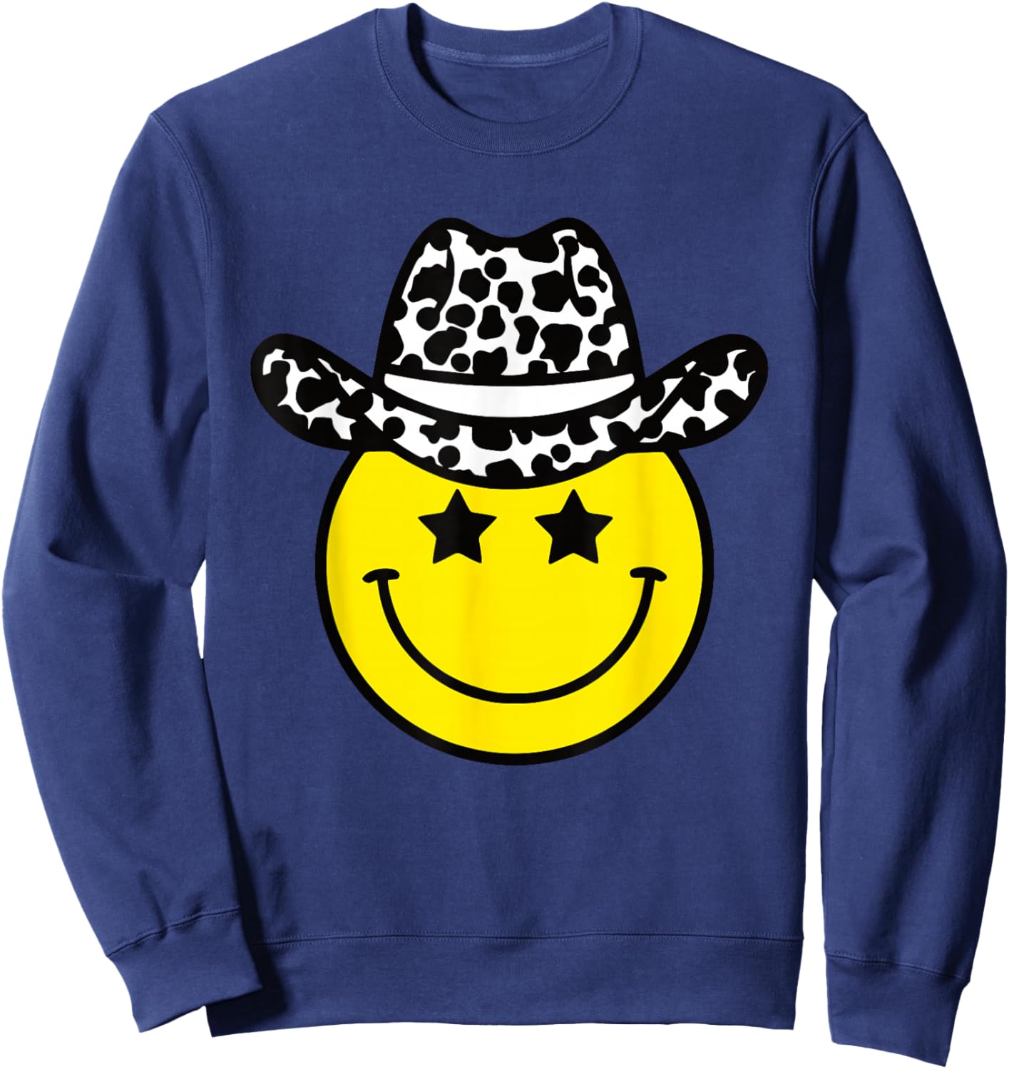 Cute Western Country Cowgirl hat Star Yellow Smile Face Girl Sweatshirt - Sweatshirt | Navy