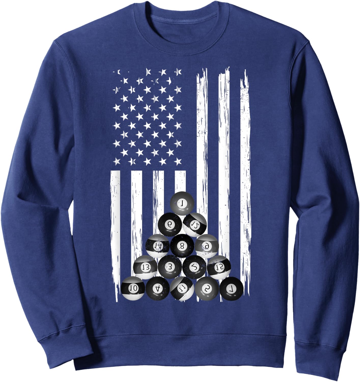 Pool USA American Flag Billiard Vintage Pool Player Sweatshirt - Sweatshirt | Navy