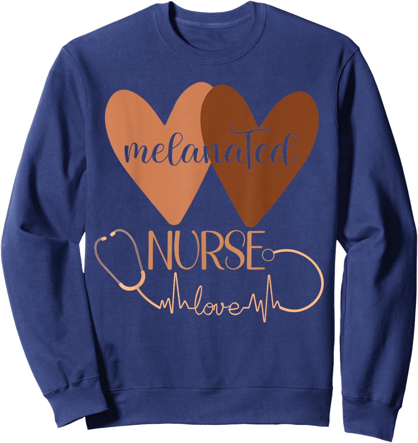 Black Nurse Melanated Woman Black History Month Nursing Crew Sweatshirt - Sweatshirt | Navy