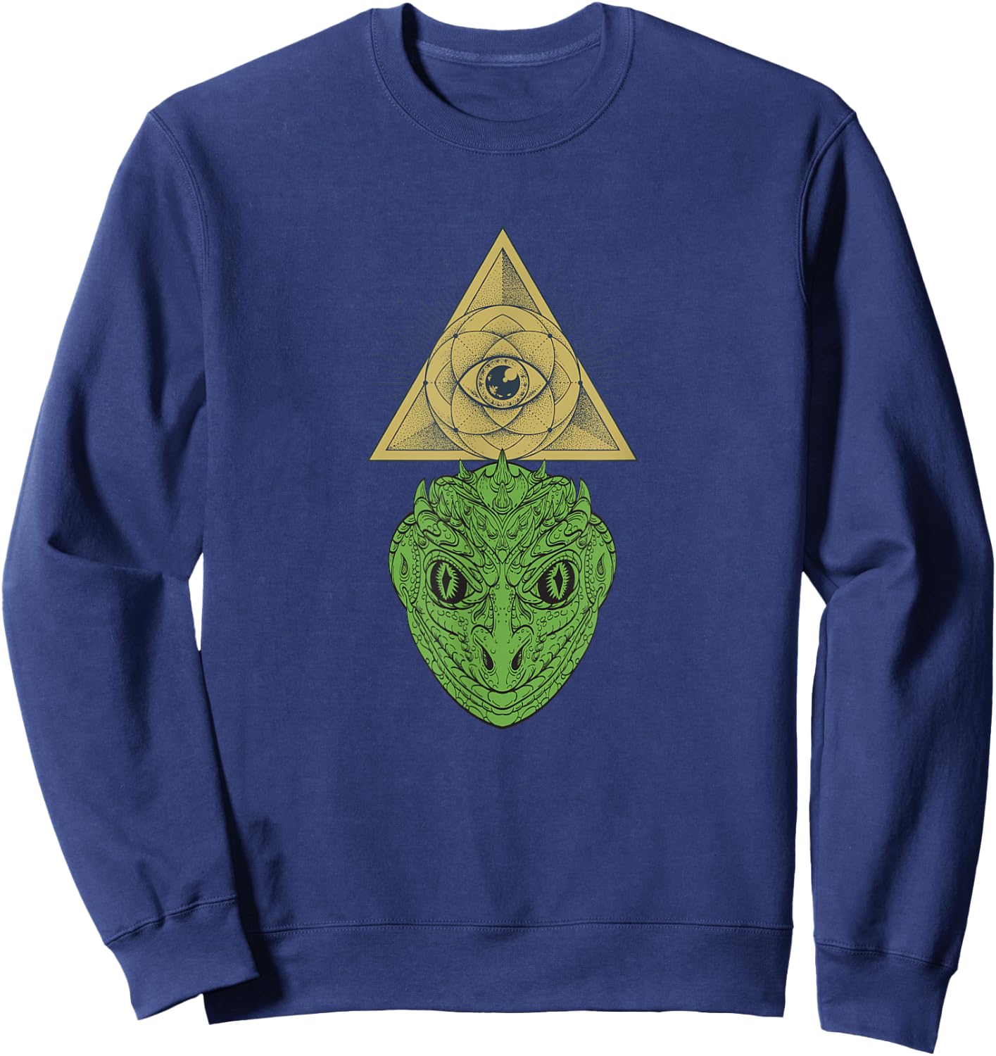 Reptilian Illuminati Conspiracy Theory Sweatshirt - Sweatshirt | Navy