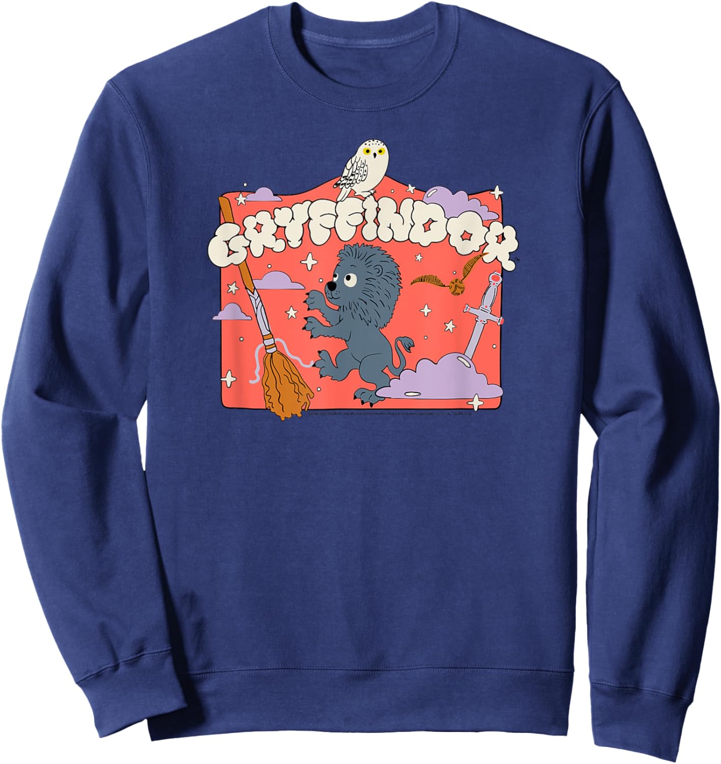 Amazon Essentials Harry Potter Hogwarts Gryffindor House Cartoon Scene Sweatshirt - Sweatshirt | Navy