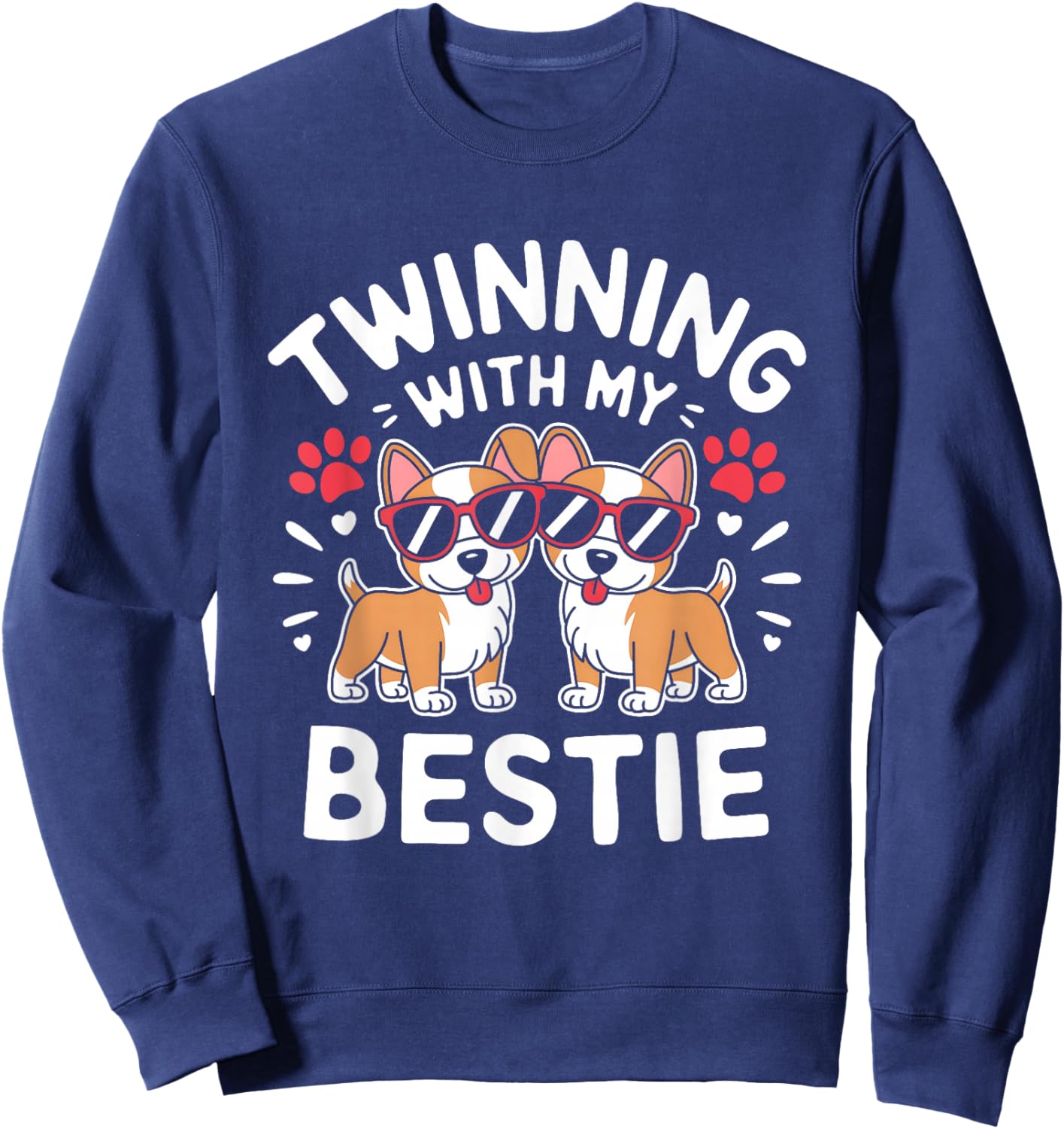 Twinning With My Bestie Dog Cute Friends Matching Sweatshirt - Sweatshirt | Navy