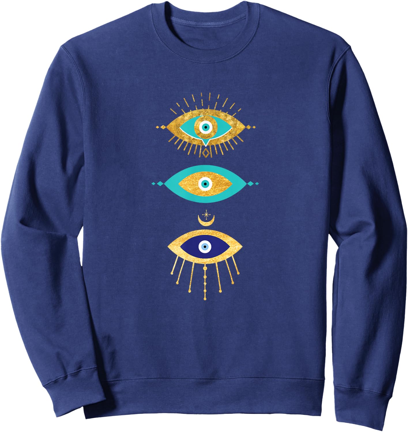 Third Eye All Seeing Spiritual Gift Apparel Evil Eye Curse Protection , Teen Girls & Teens, Black, Short Sleeve, Classic Fit, Small Sweatshirt - Sweatshirt | Navy