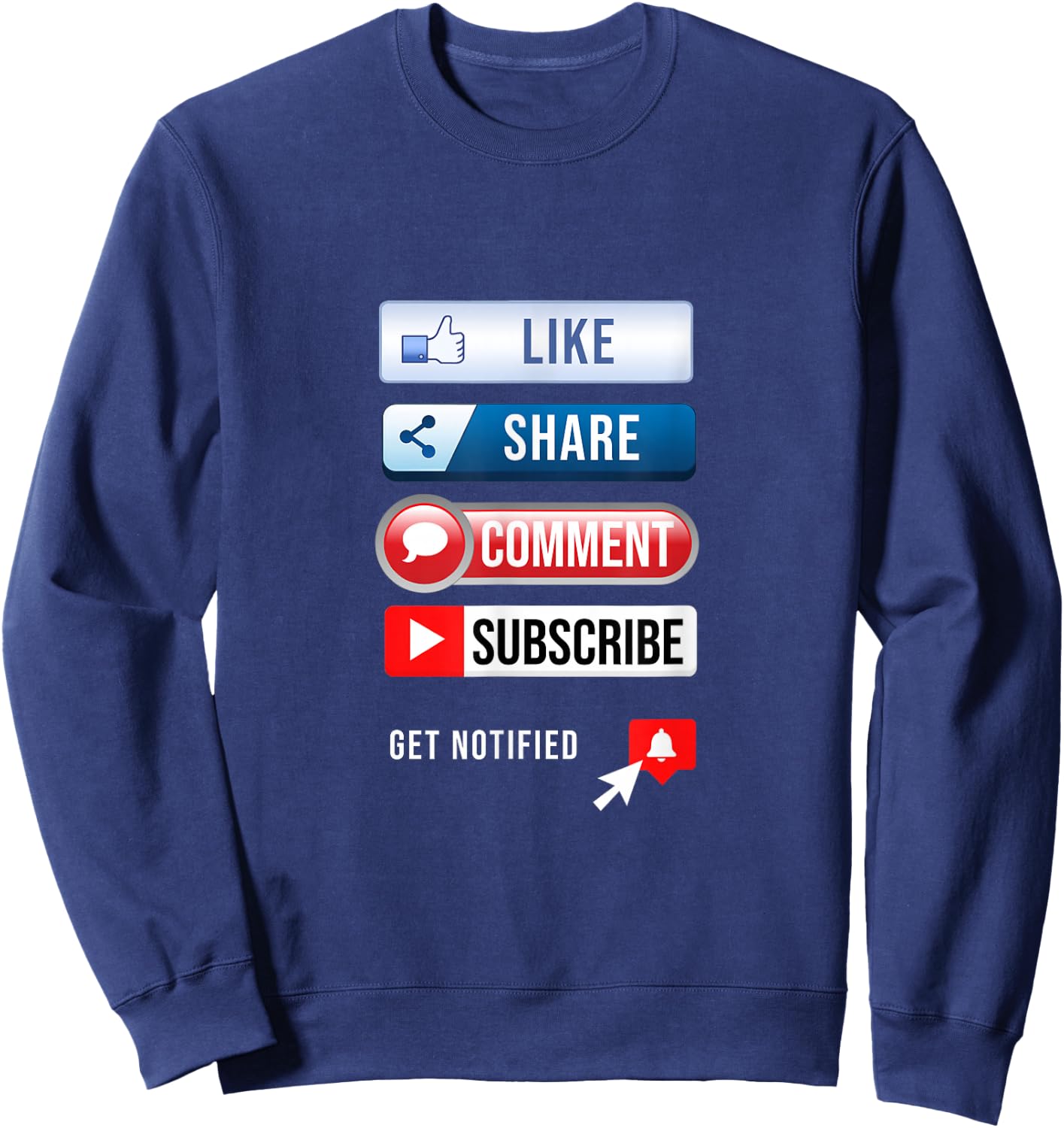 Social Media Like Share Comment Subscribe Vlogger Sweatshirt - Sweatshirt | Navy