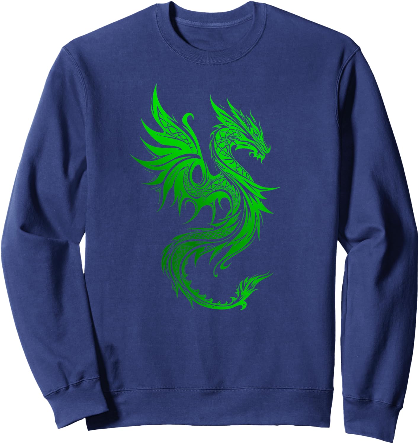 Beautiful Celtic Irish Green Tribal Dragon Fantasy Art Sweatshirt - Sweatshirt | Navy