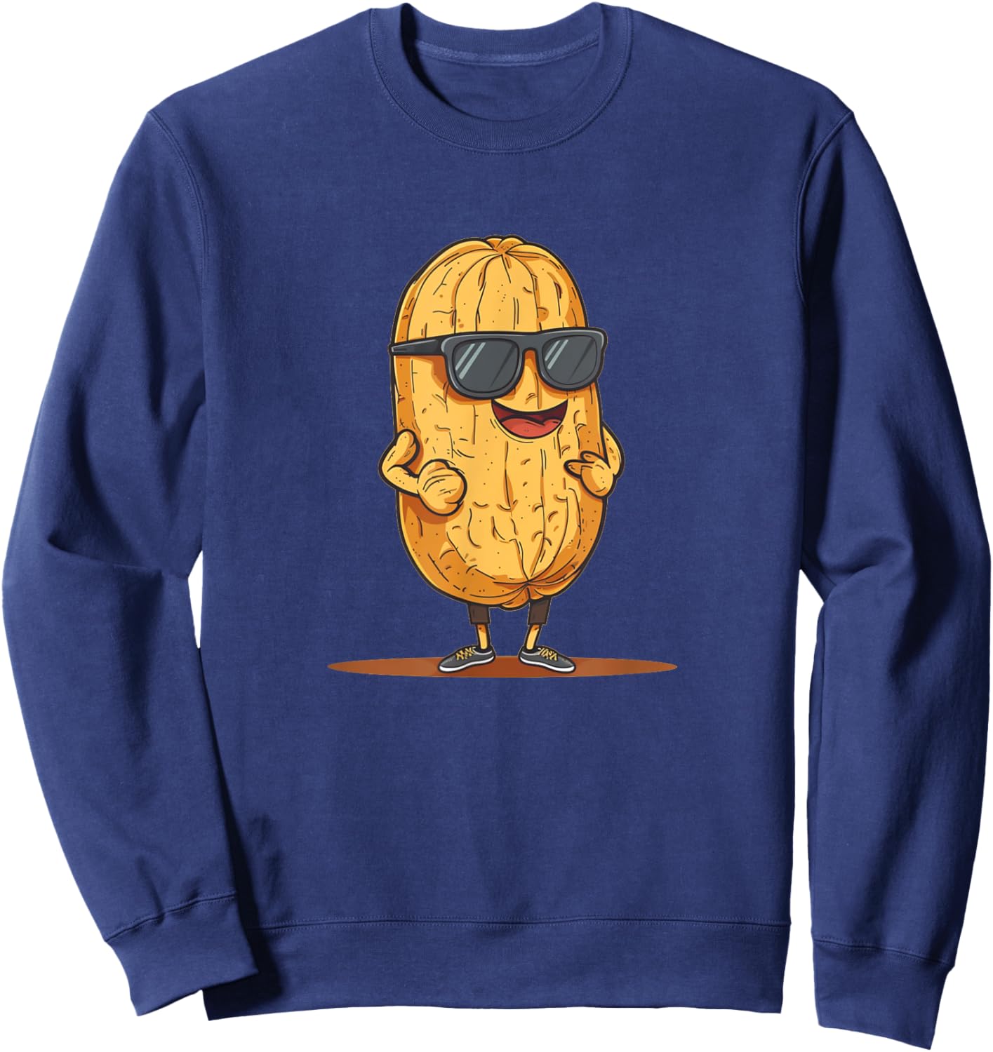 Happy peanut with big laughing and sunglasses Sweatshirt - Sweatshirt | Navy