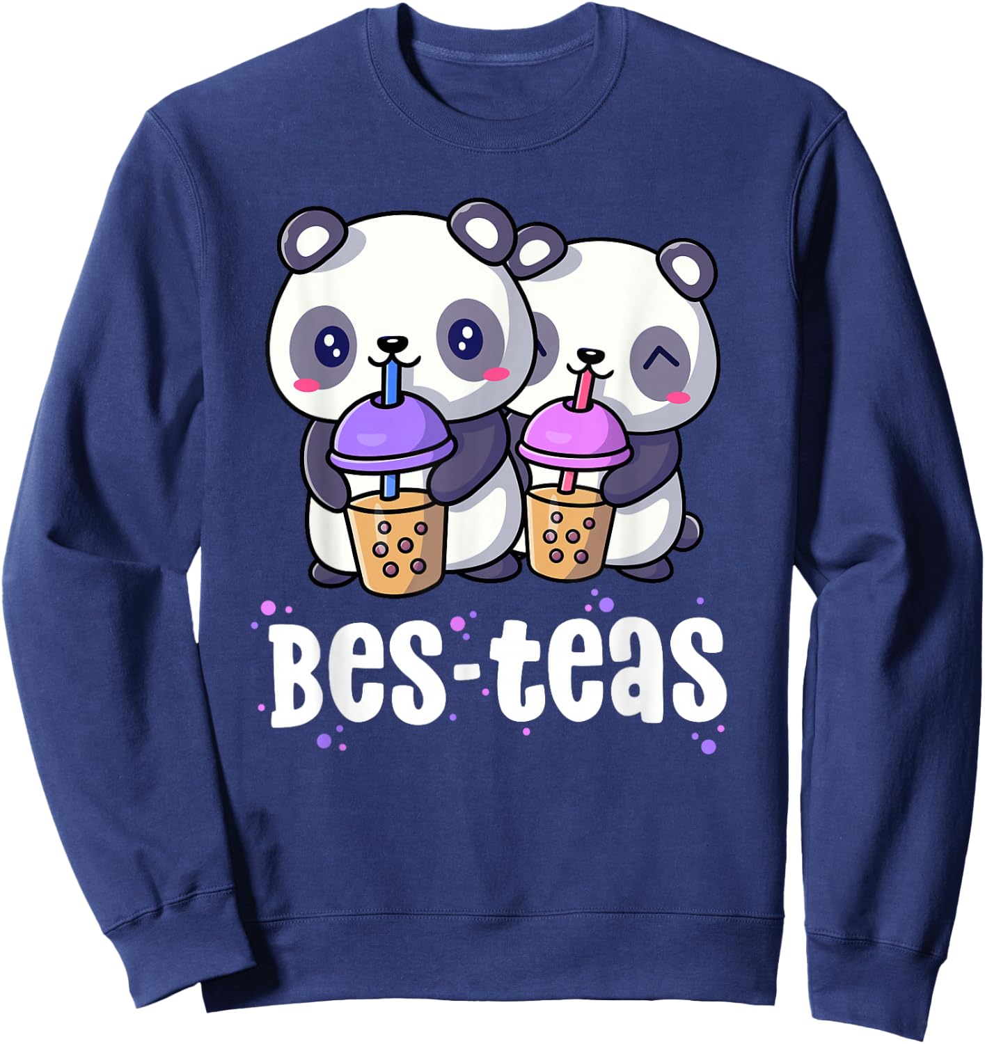 Boba Shirt Women Girls Bes Teas Kawaii Panda Bubble Tea Sweatshirt - Sweatshirt | Navy
