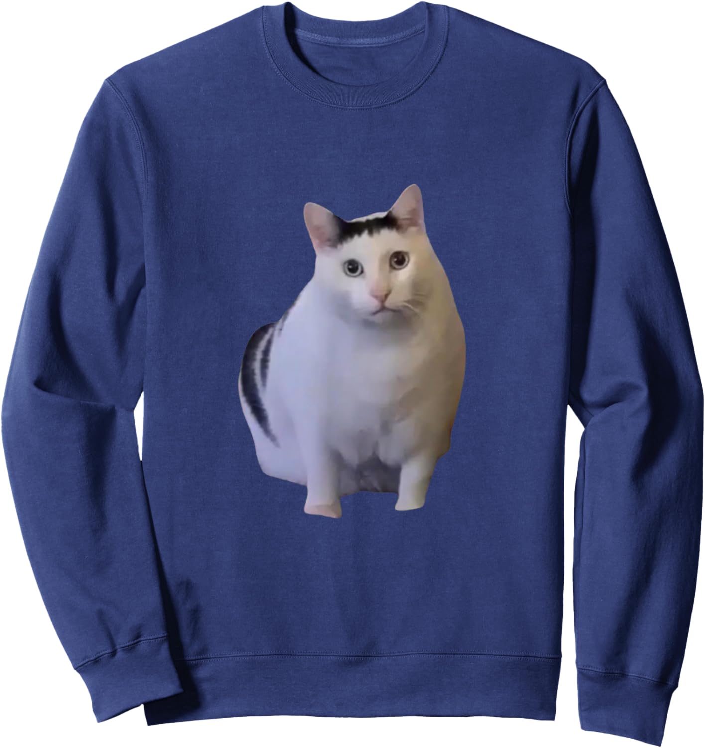 I Heart I Love Funny Huh Cat Meme Sweatshirt - Sweatshirt | Navy