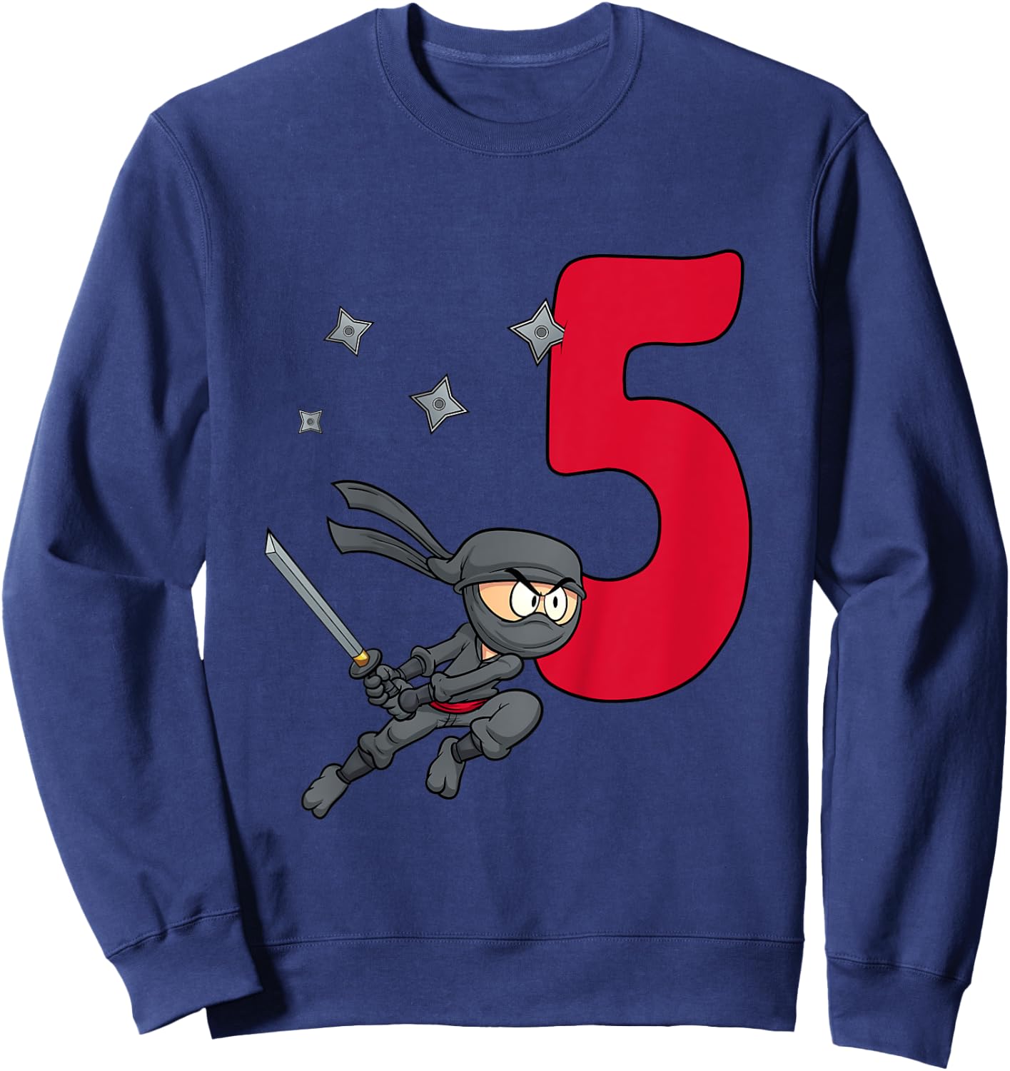 Kids 5th Birthday Boy Gift Ninja Shirt For Boys five Years Sweatshirt - Sweatshirt | Navy