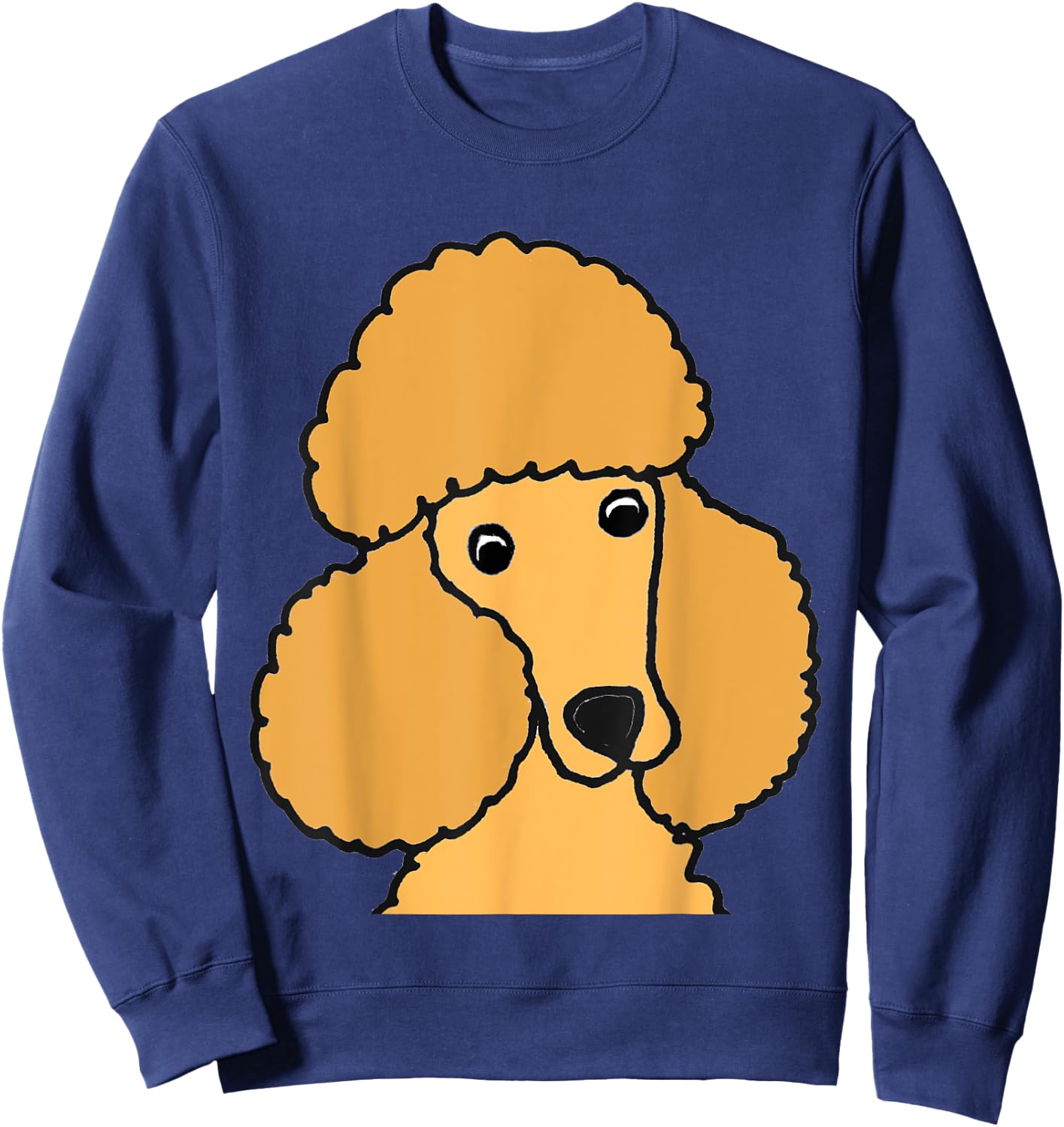Smileteespetsa Cute Apricot Miniature Poodle Dog Face Art Sweatshirt - Sweatshirt | Navy
