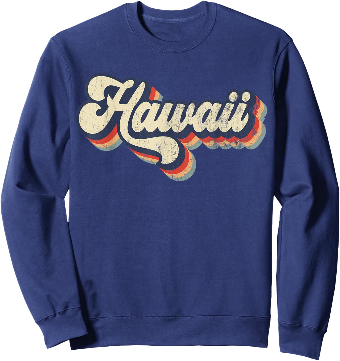Hawaii Home State USA 70s Vintage Retro Distressed Sweatshirt - Sweatshirt | Navy