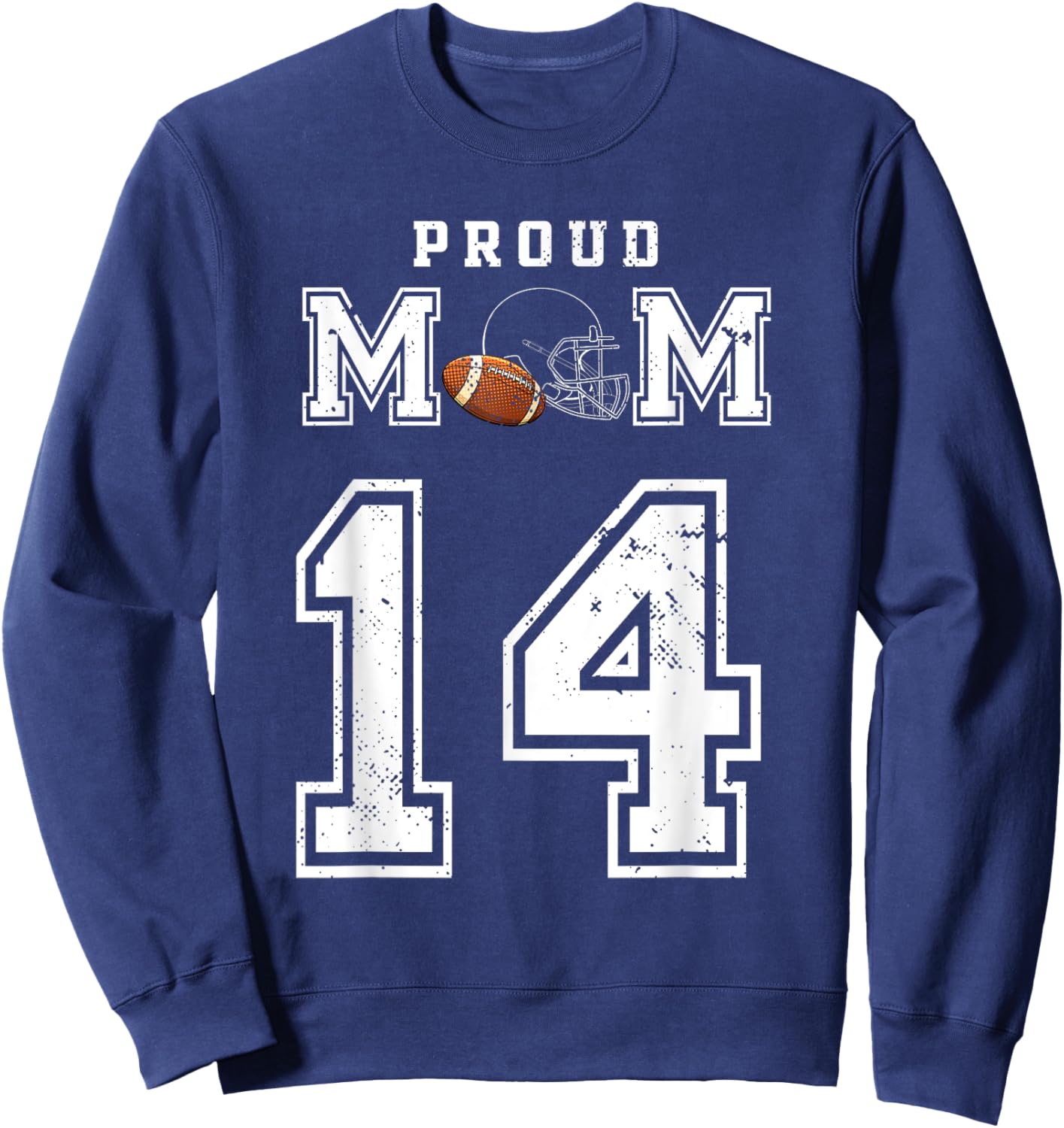 Custom Proud Football Mom Number 14 Personalized Sweatshirt - Sweatshirt | Navy