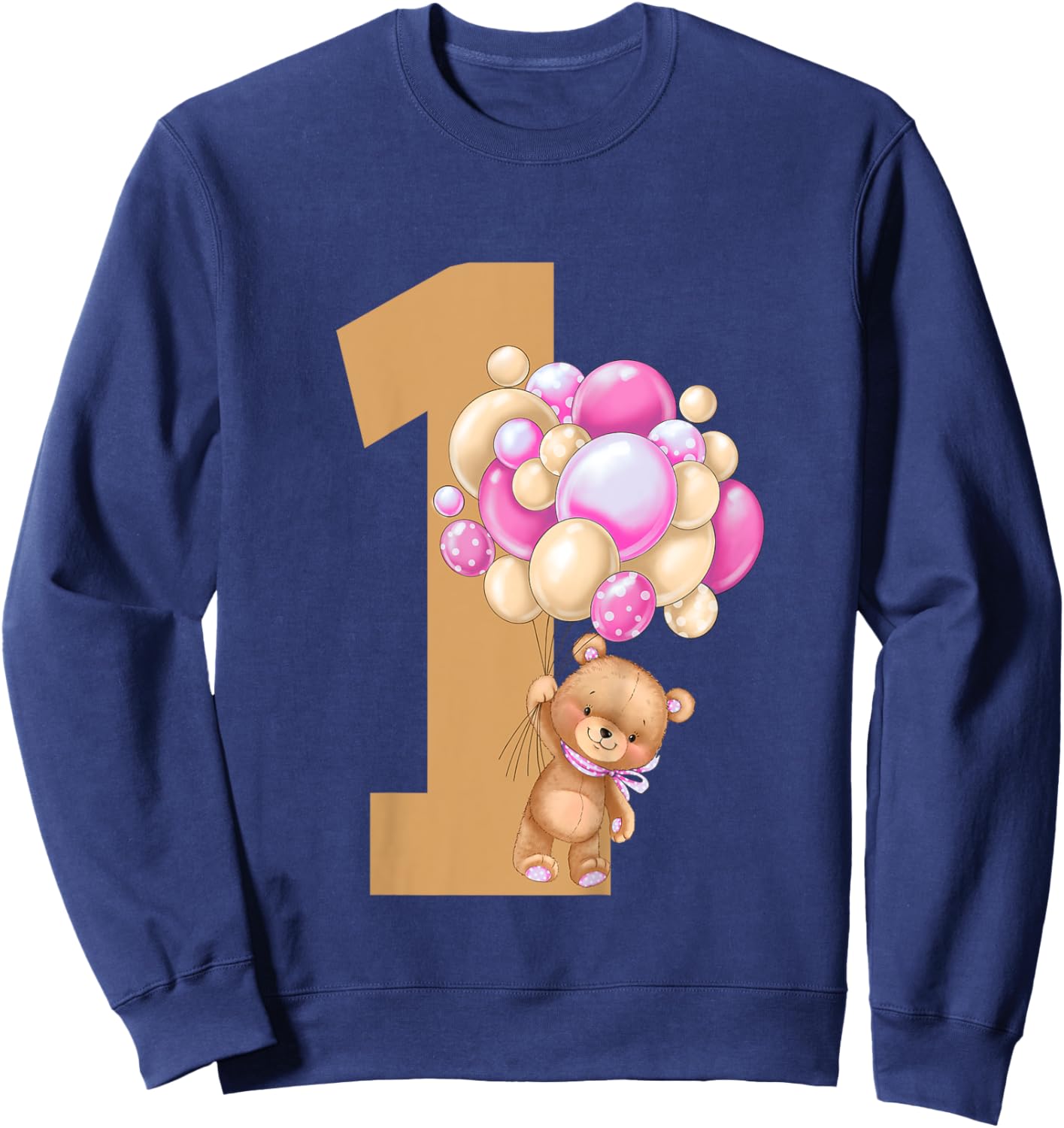 Kids Beary First Birthday Teddy Bear 1st Birthday Girl Matching Sweatshirt - Sweatshirt | Navy