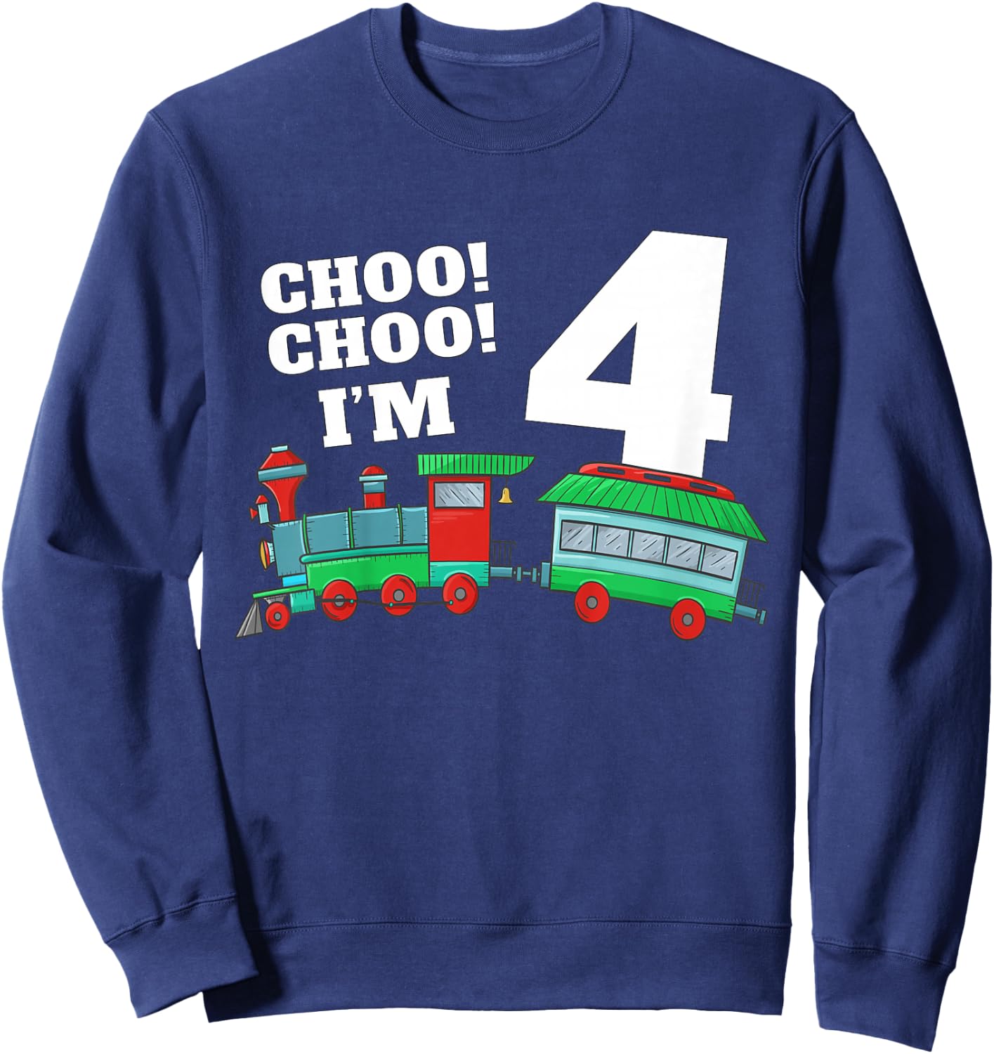 Kids Train 4th Birthday Boy Train 4 Year Old Four Sweatshirt - Sweatshirt | Navy