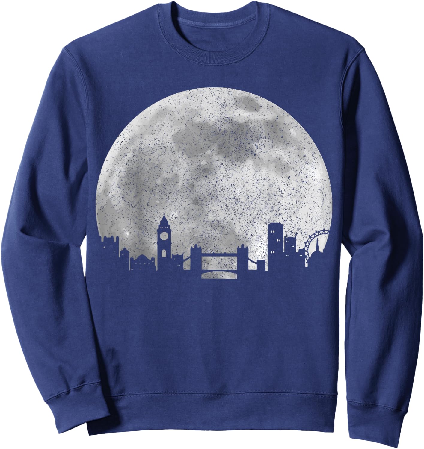 London Skyline Moon UK Vintage Great Britain England London Sweatshirt - Sweatshirt | Navy